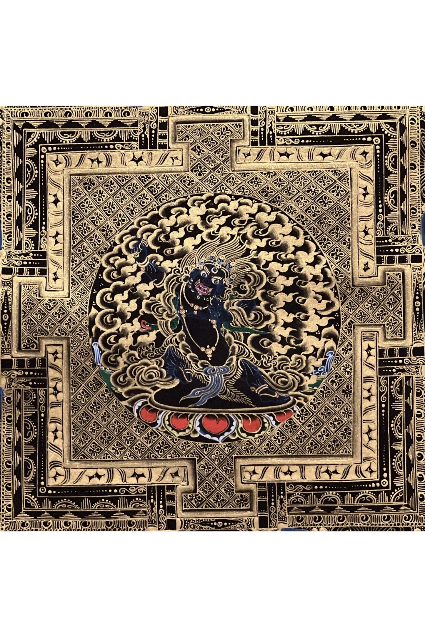 Original Master Quality Vajrapani Mandala Black and Gold Tibetan Thangka / Hand Painting/Buddhist Art/Wall Hanging - Tibetan Thangka Art