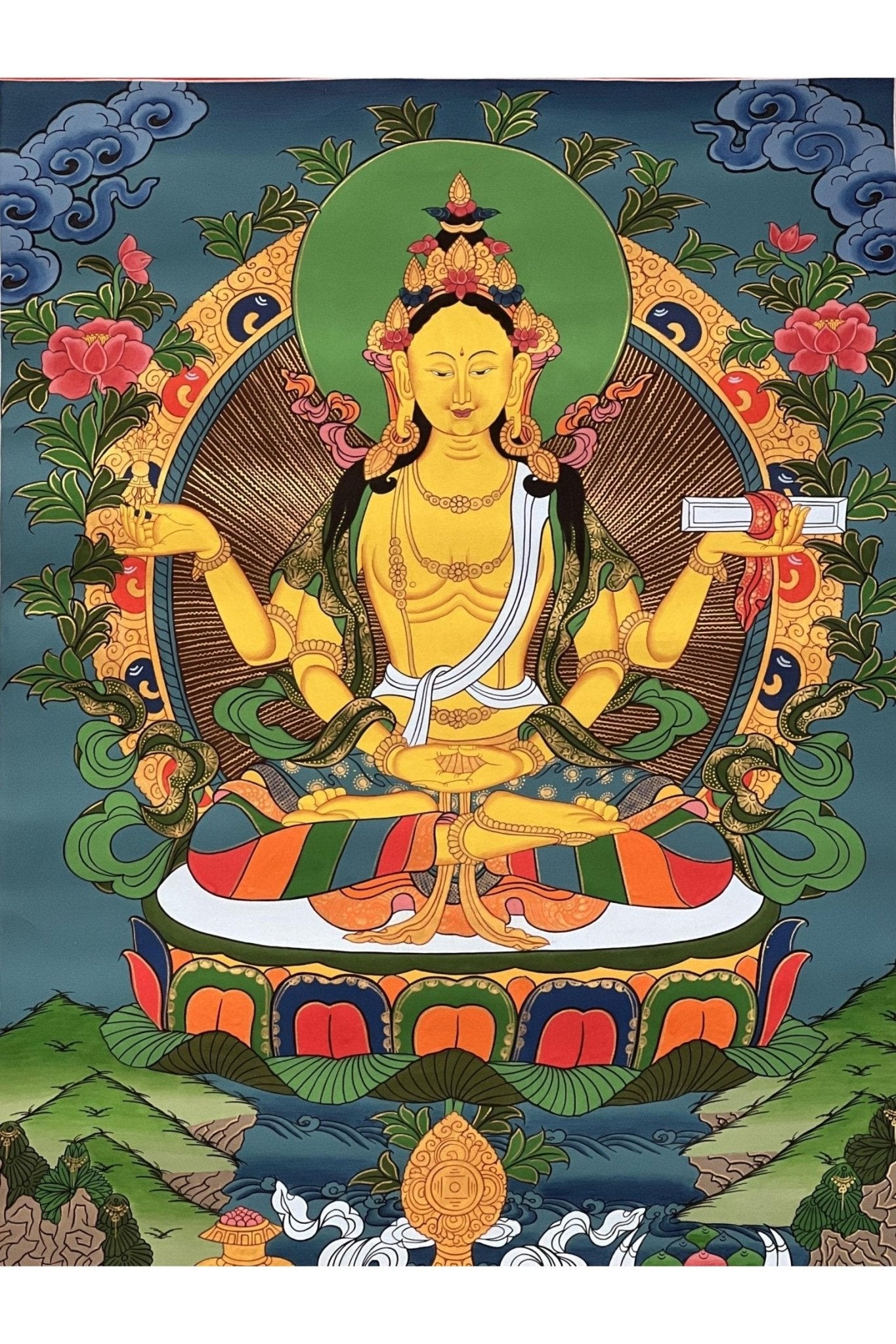 Prajnaparamita/Prajna Paramita Masterpiece Tibetan Thangka Painting Original Hand - Painting/ Meditation Art - Tibetan Thangka Art