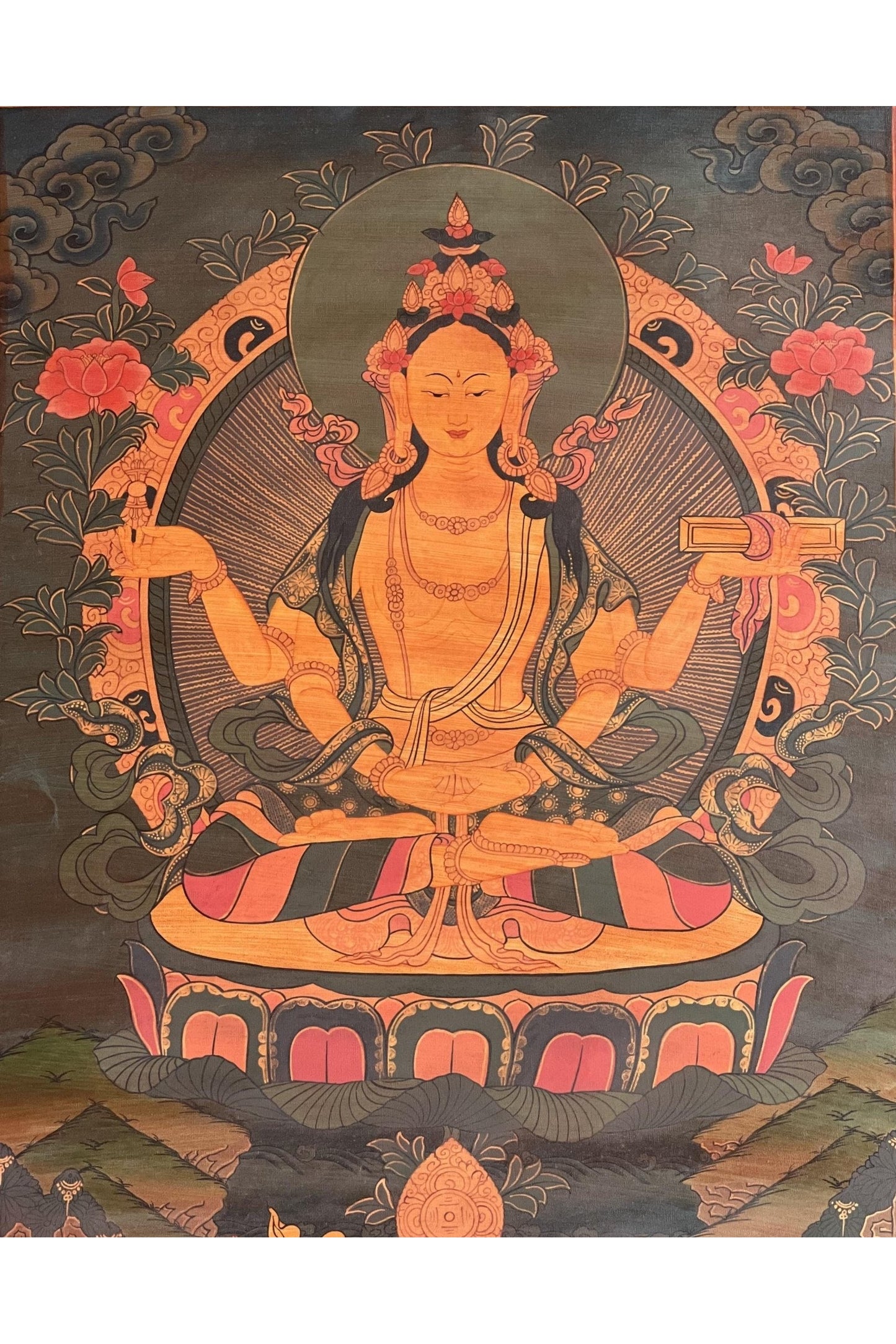 Prajnaparamita/Prajna Paramita Old Oil Varnished Tibetan Thangka Painting Original Hand - Painting/ Meditation Art - Tibetan Thangka Art