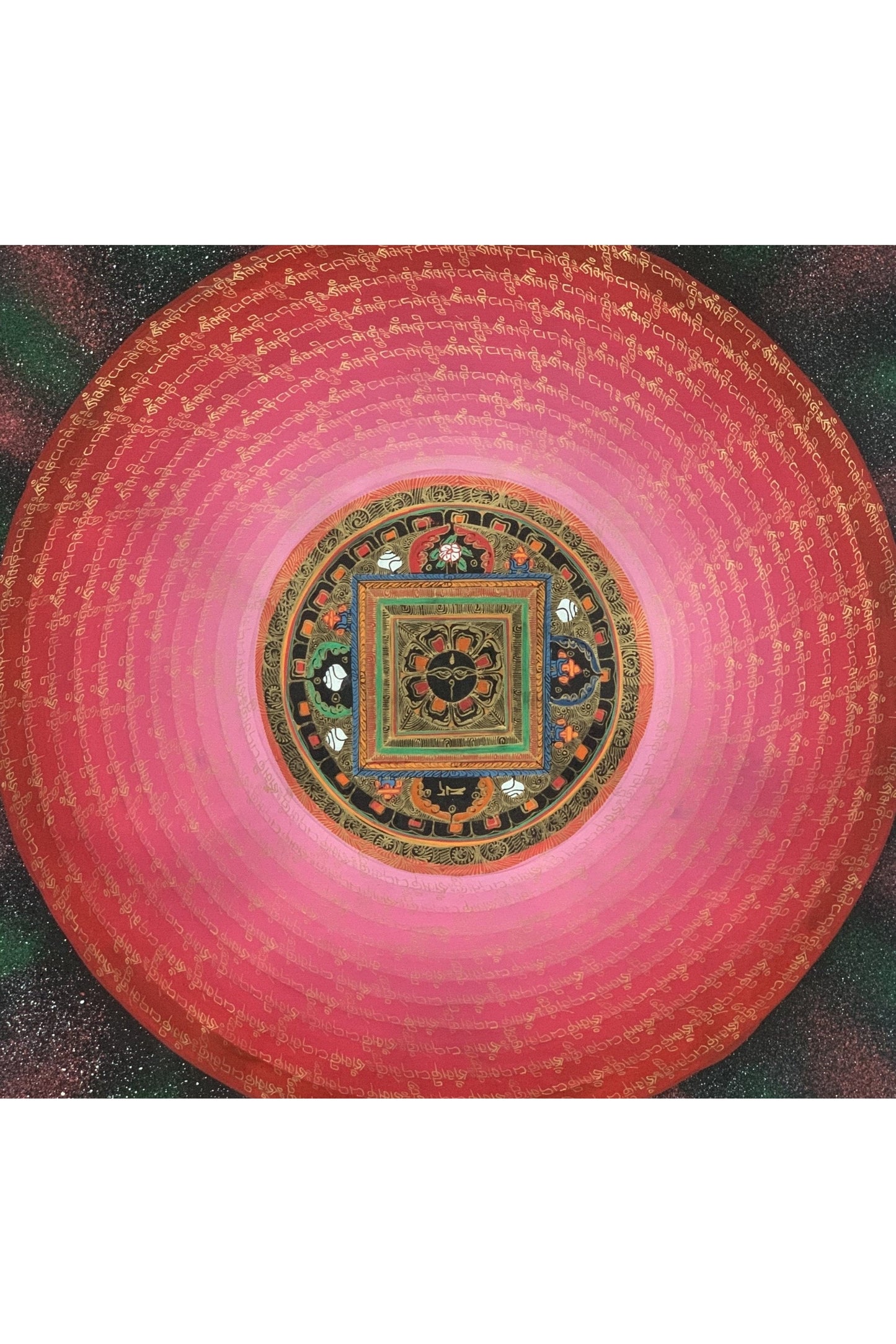Rainbow Mantra Mandala Wheel of Life Tibetan Thangka Painting Original Hand - Painted Meditation Art/Wall Hanging - Tibetan Thangka Art