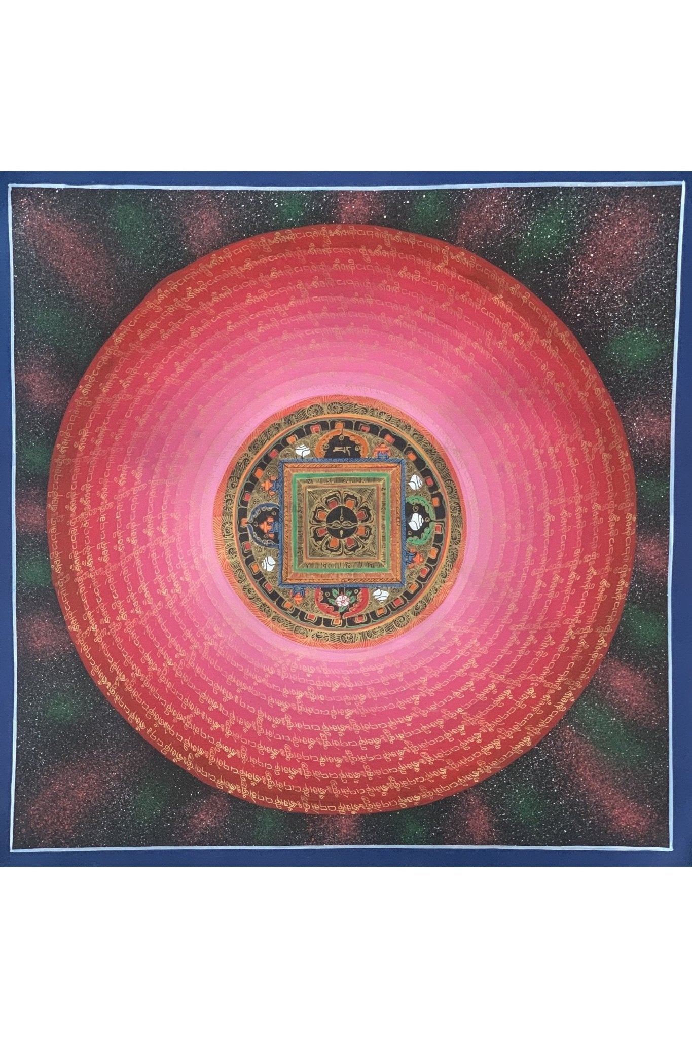 Rainbow Mantra Mandala Wheel of Life Tibetan Thangka Painting Original Hand - Painted Meditation Art/Wall Hanging - Tibetan Thangka Art