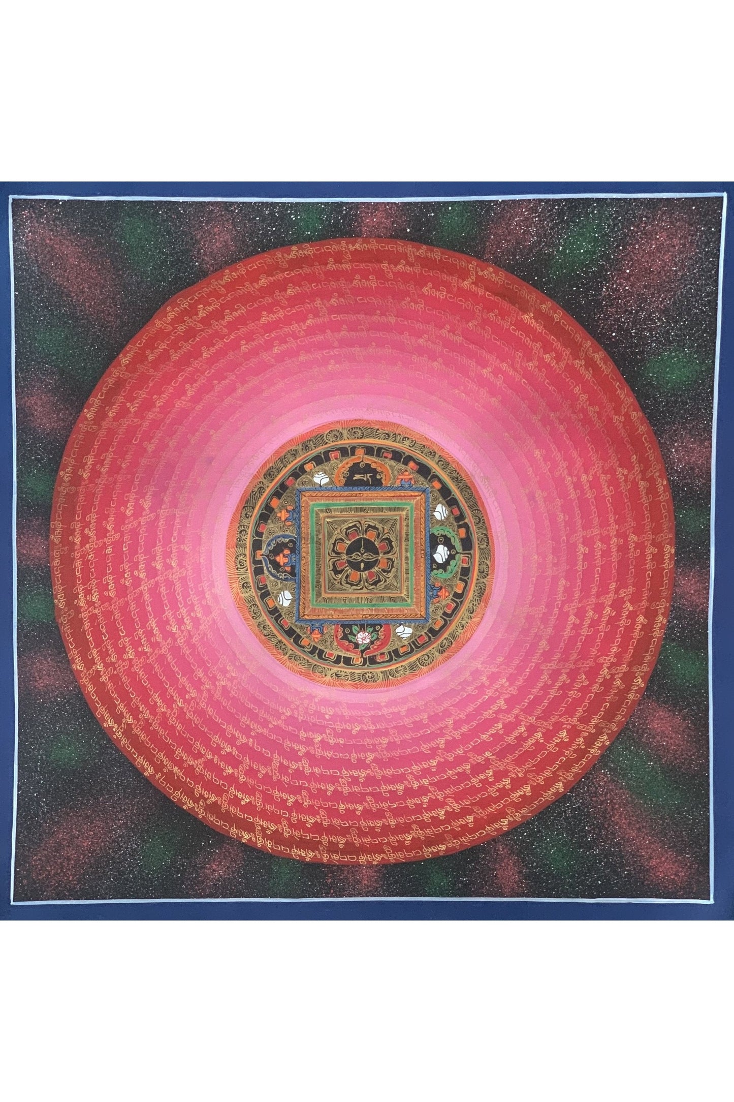 Rainbow Mantra Mandala Wheel of Life Tibetan Thangka Painting Original Hand - Painted Meditation Art/Wall Hanging - Tibetan Thangka Art