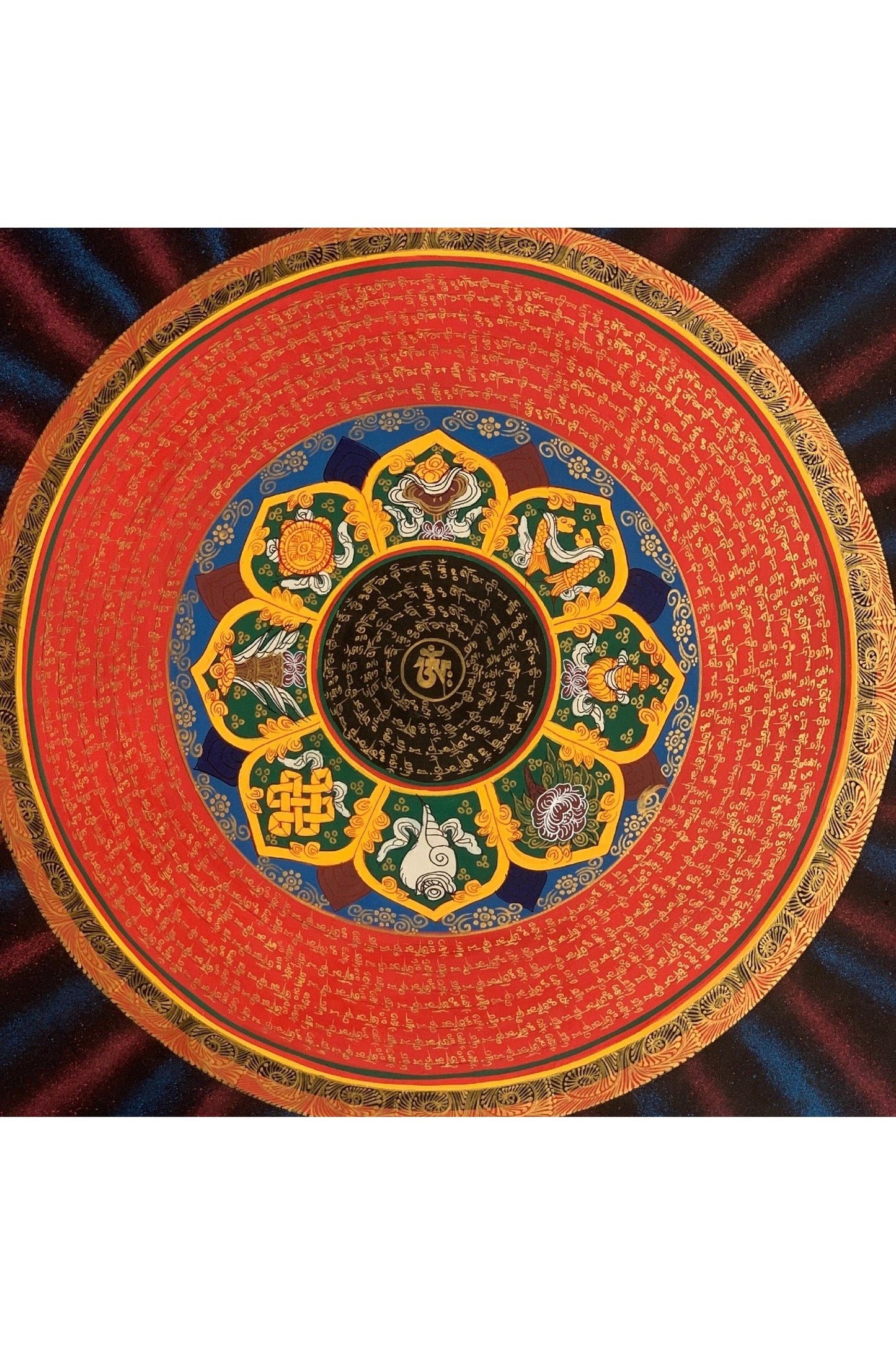 Rainbow Mantra Mandala Wheel of Life Tibetan Thangka Painting Original Hand - Painted Meditation Art/Wall Hanging - Tibetan Thangka Art