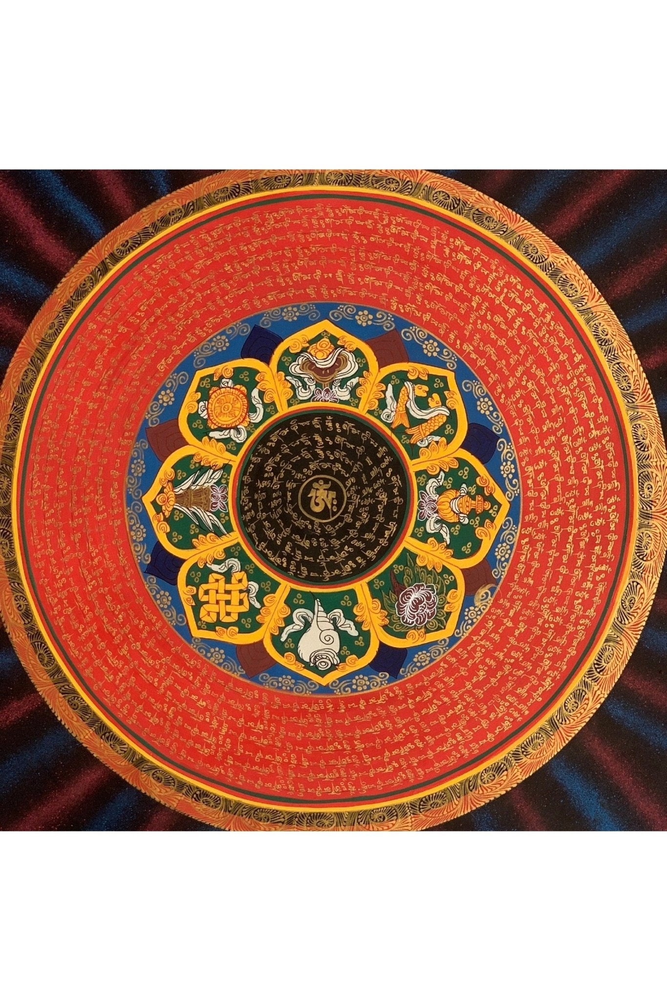 Rainbow Mantra Mandala Wheel of Life Tibetan Thangka Painting Original Hand - Painted Meditation Art/Wall Hanging - Tibetan Thangka Art