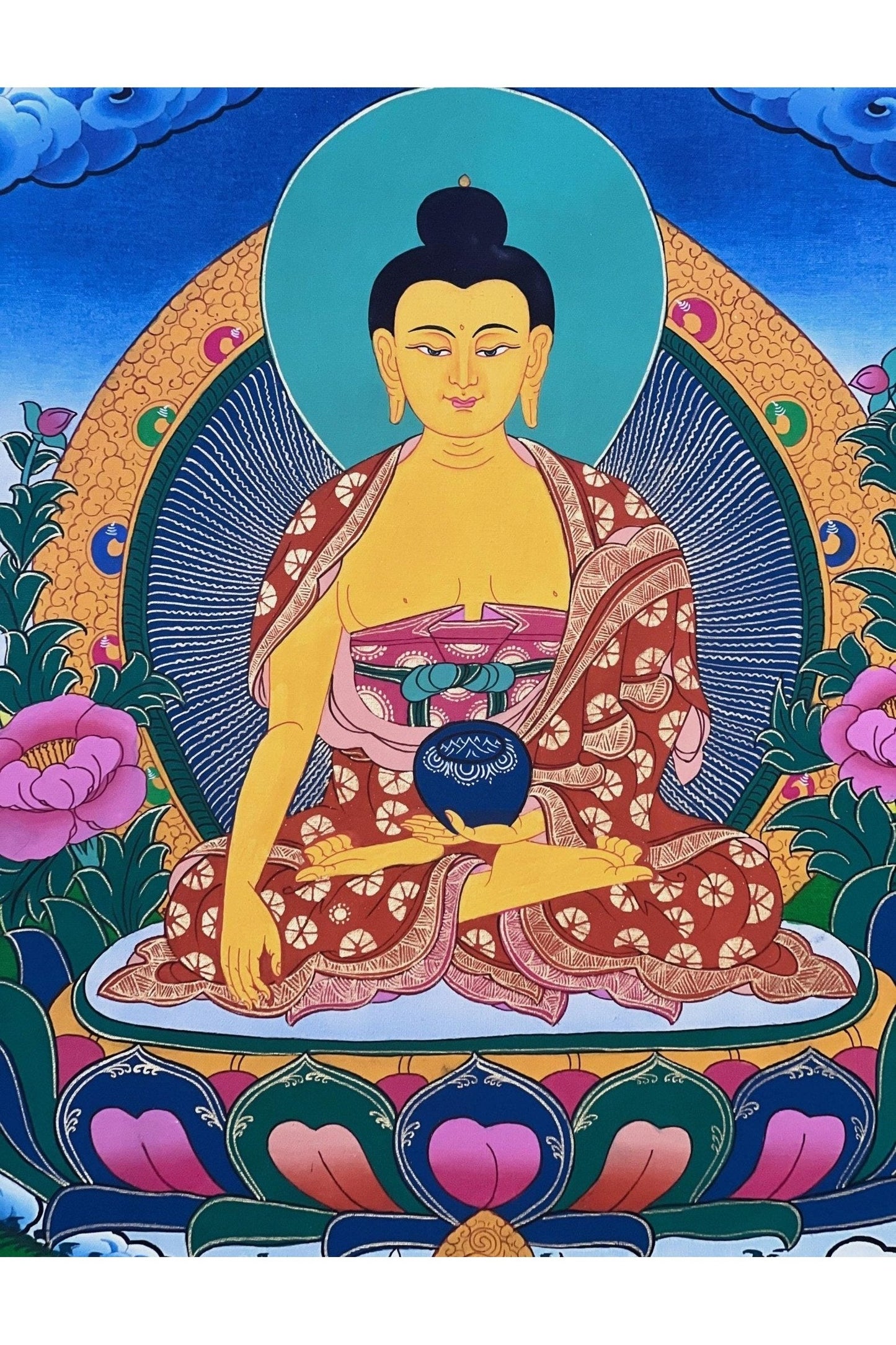 Shakyamuni Buddha/ Siddhartha Gautama Large Masterpiece Hand - painted Tibetan Thangka Painting Original Art on Cotton Canvas - Tibetan Thangka Art