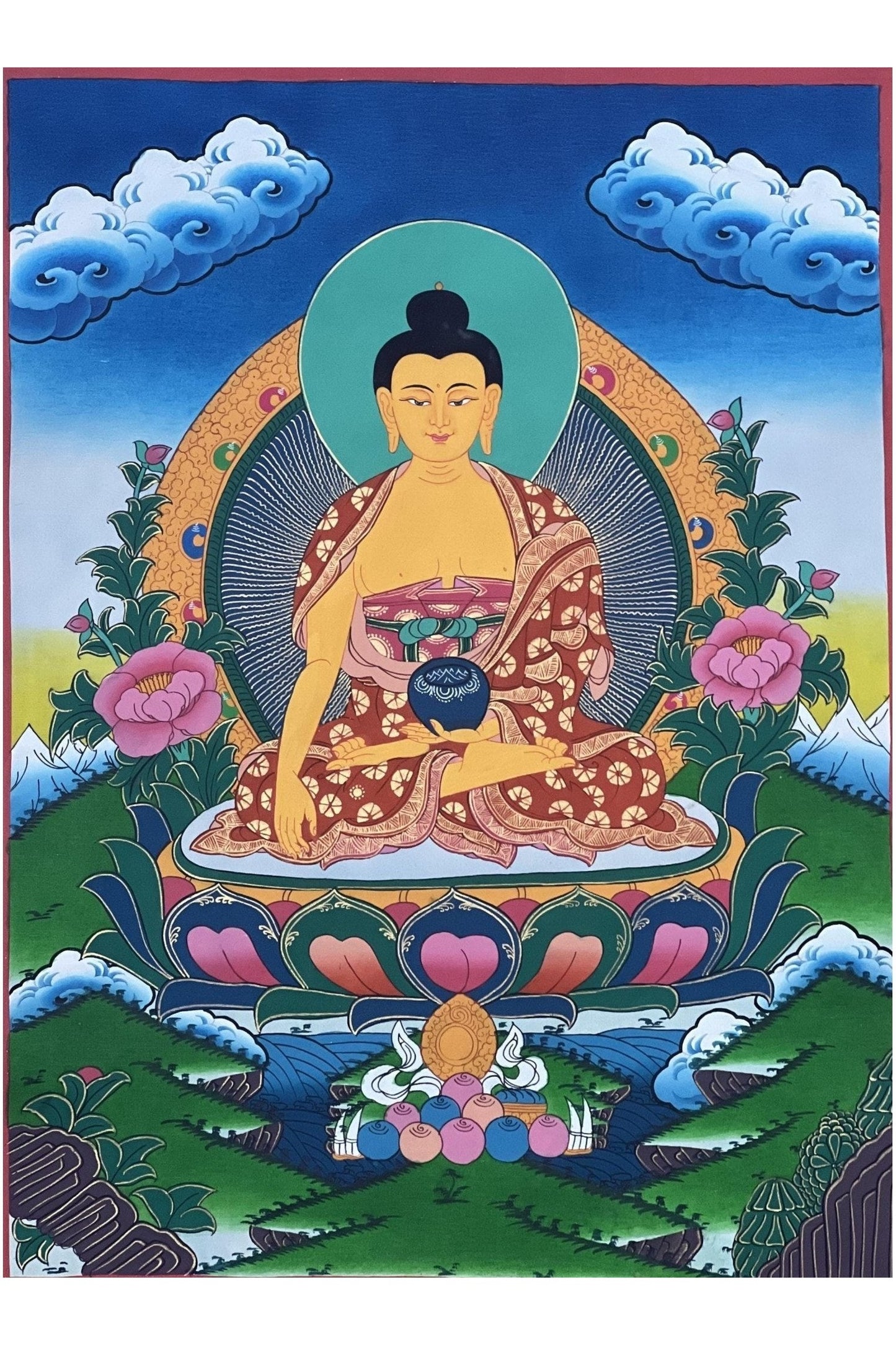 Shakyamuni Buddha/ Siddhartha Gautama Large Masterpiece Hand - painted Tibetan Thangka Painting Original Art on Cotton Canvas - Tibetan Thangka Art