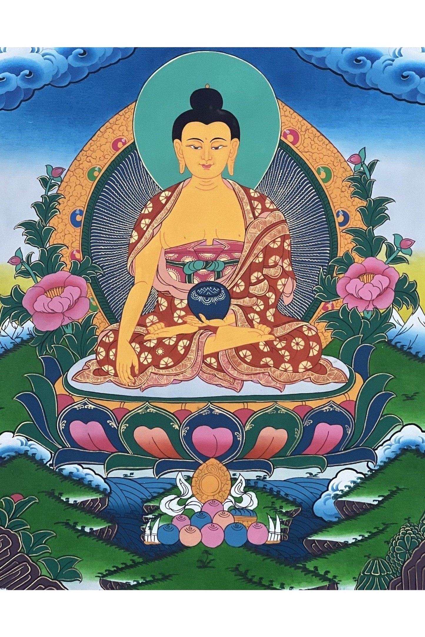 Shakyamuni Buddha/ Siddhartha Gautama Large Masterpiece Hand - painted Tibetan Thangka Painting Original Art on Cotton Canvas - Tibetan Thangka Art