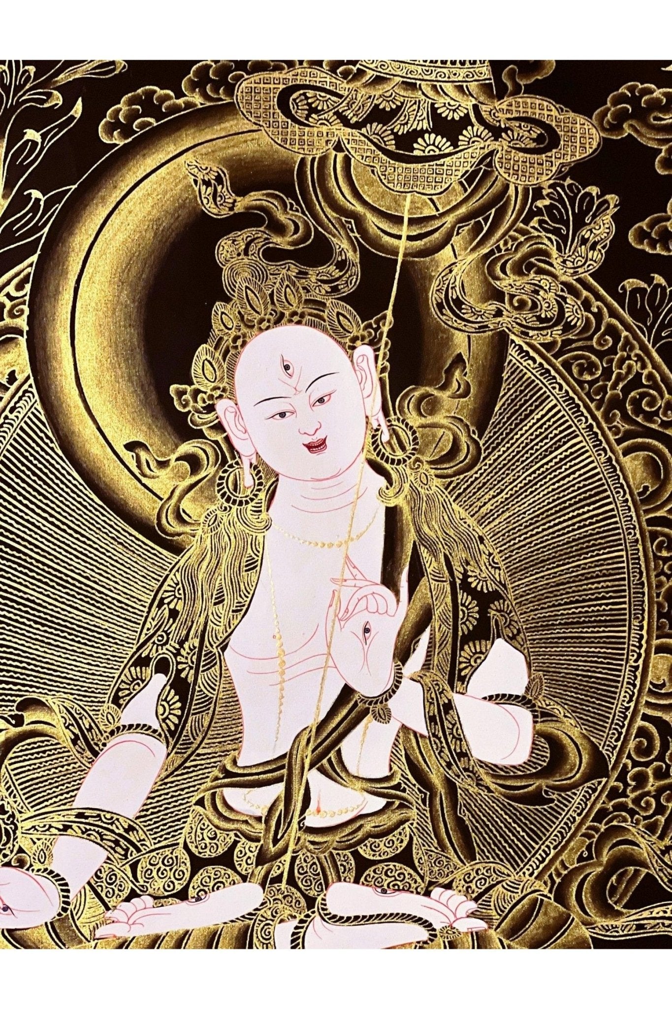 Sitatapatra/ DUKKAR/ DHUKAR /Lady of white Umbrella Goddess of Protection Original Tibetan Thangka Painting Meditation Art - Tibetan Thangka Art
