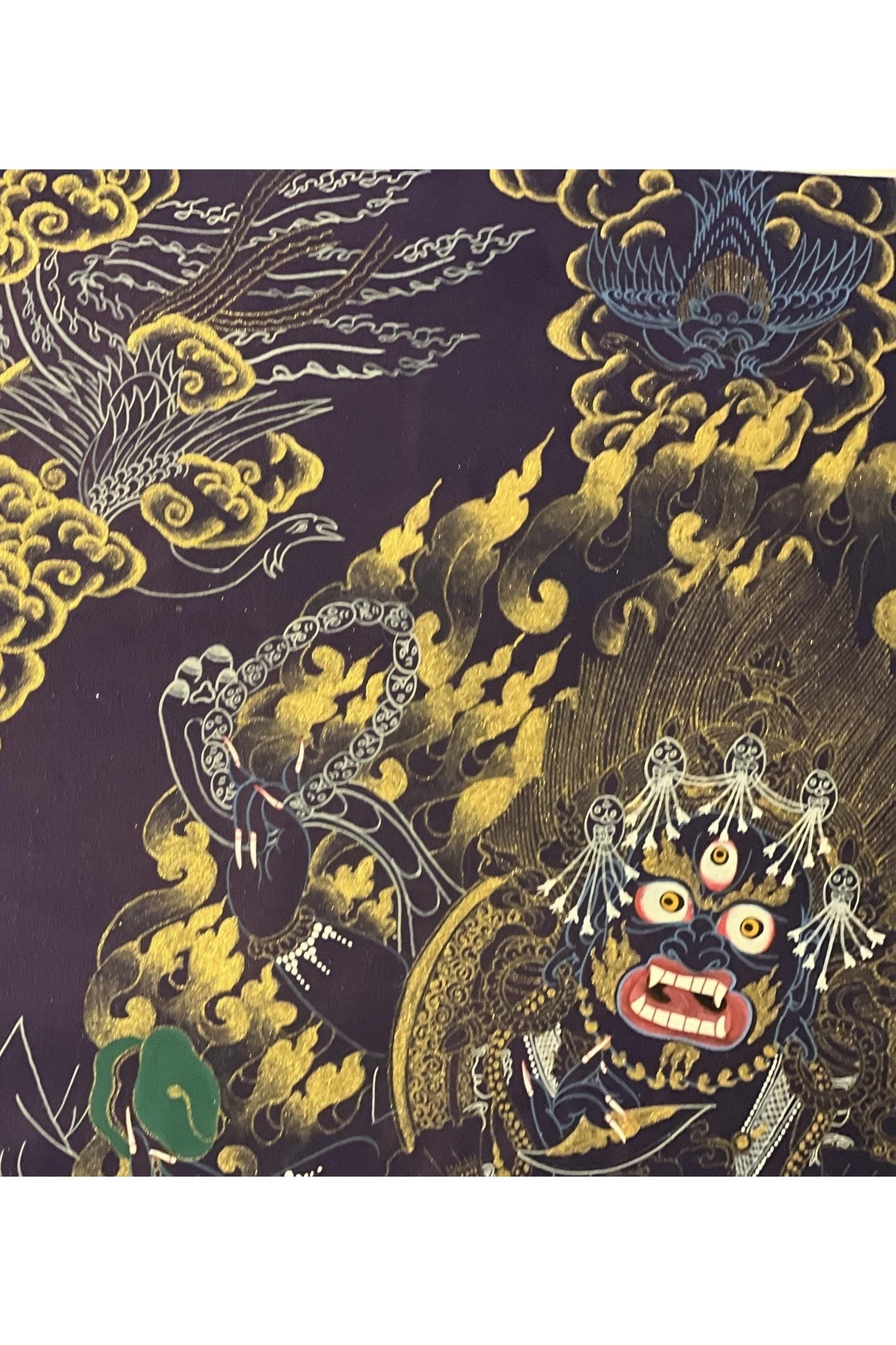 Six - Armed Mahakala/ Mahankala Thangka | Master Quality Tibetan Painting | Black and Gold Original Hand - Painted Buddhist Art - Tibetan Thangka Art