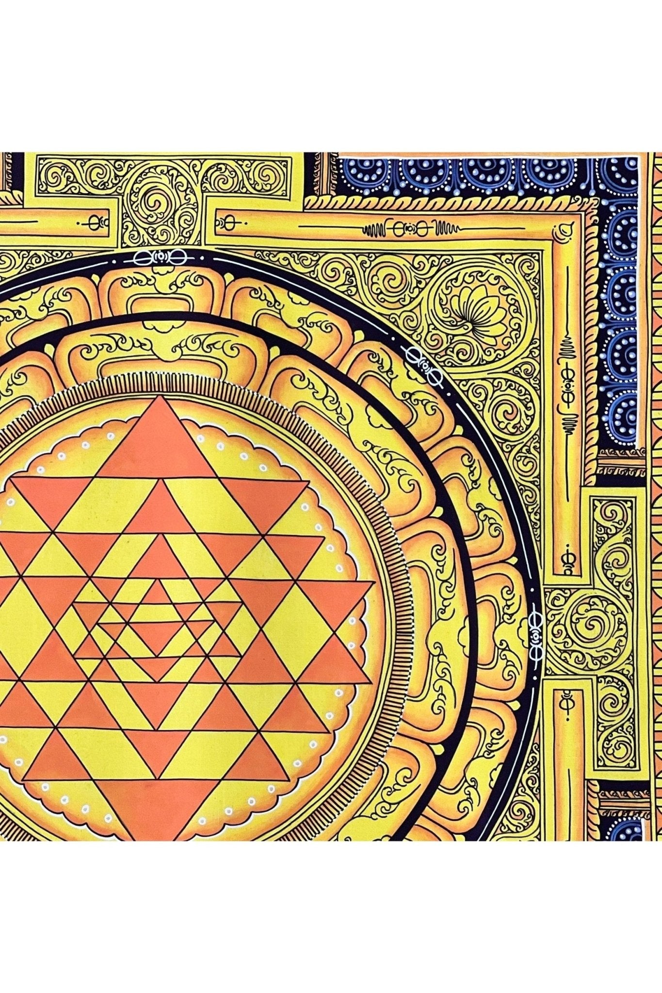 Sriyantra/ Sri Yantra/ Shri Yantra/ Mandala Original Masterpiece Newari Paubha/ Pauva Thangka Painting for Energy Positivity and Wealth - Tibetan Thangka Art