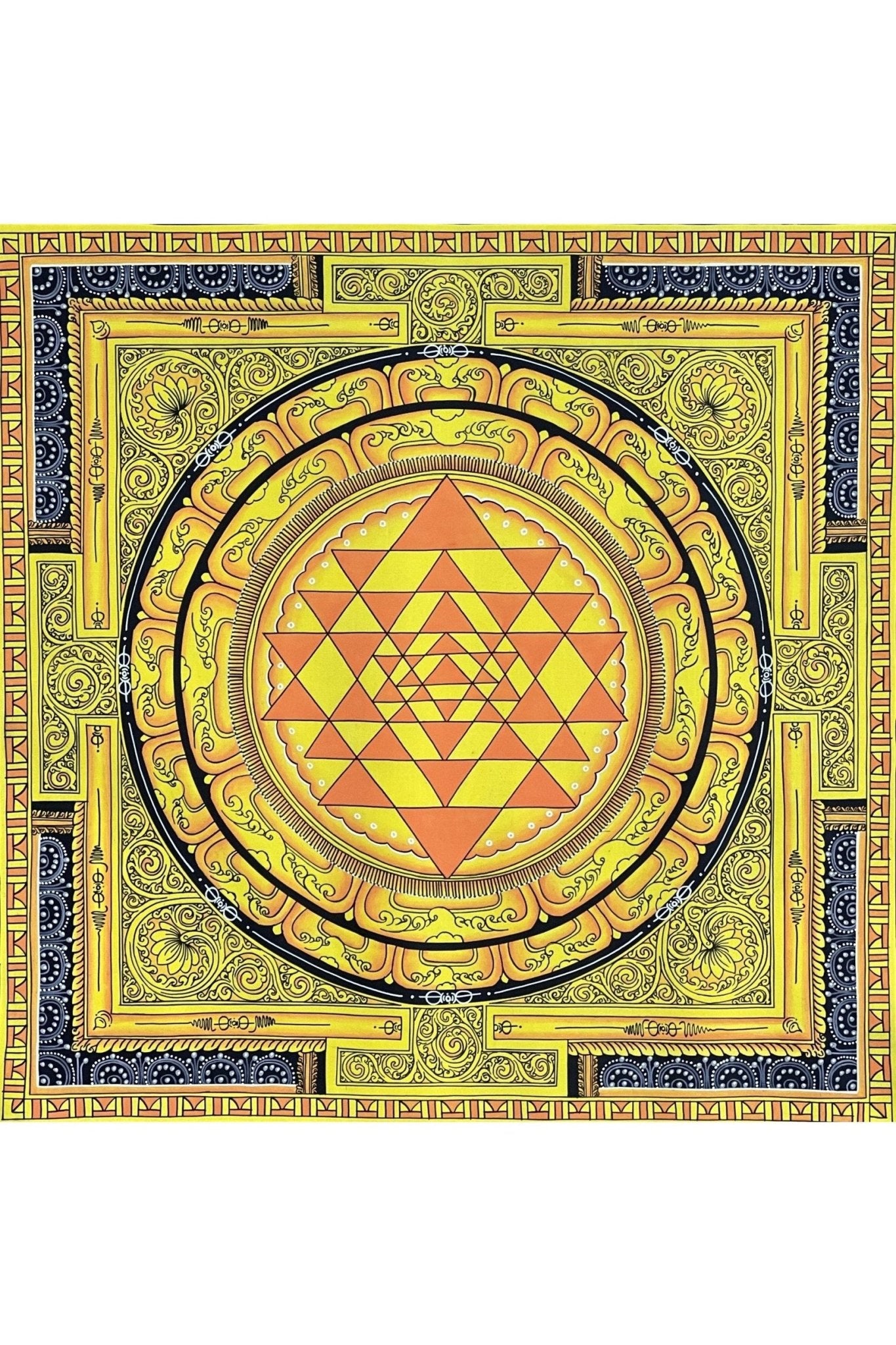 Sriyantra/ Sri Yantra/ Shri Yantra/ Mandala Original Masterpiece Newari Paubha/ Pauva Thangka Painting for Energy Positivity and Wealth - Tibetan Thangka Art