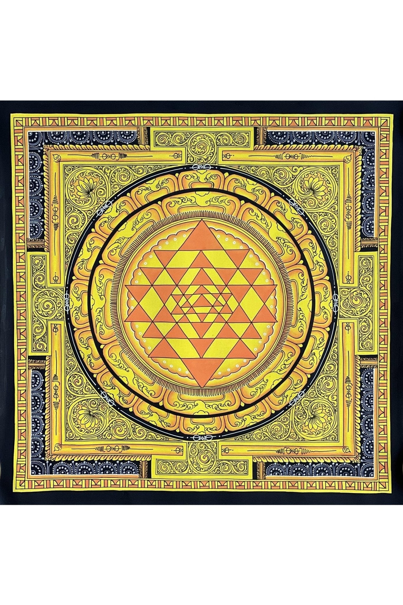 Sriyantra/ Sri Yantra/ Shri Yantra/ Mandala Original Masterpiece Newari Paubha/ Pauva Thangka Painting for Energy Positivity and Wealth - Tibetan Thangka Art
