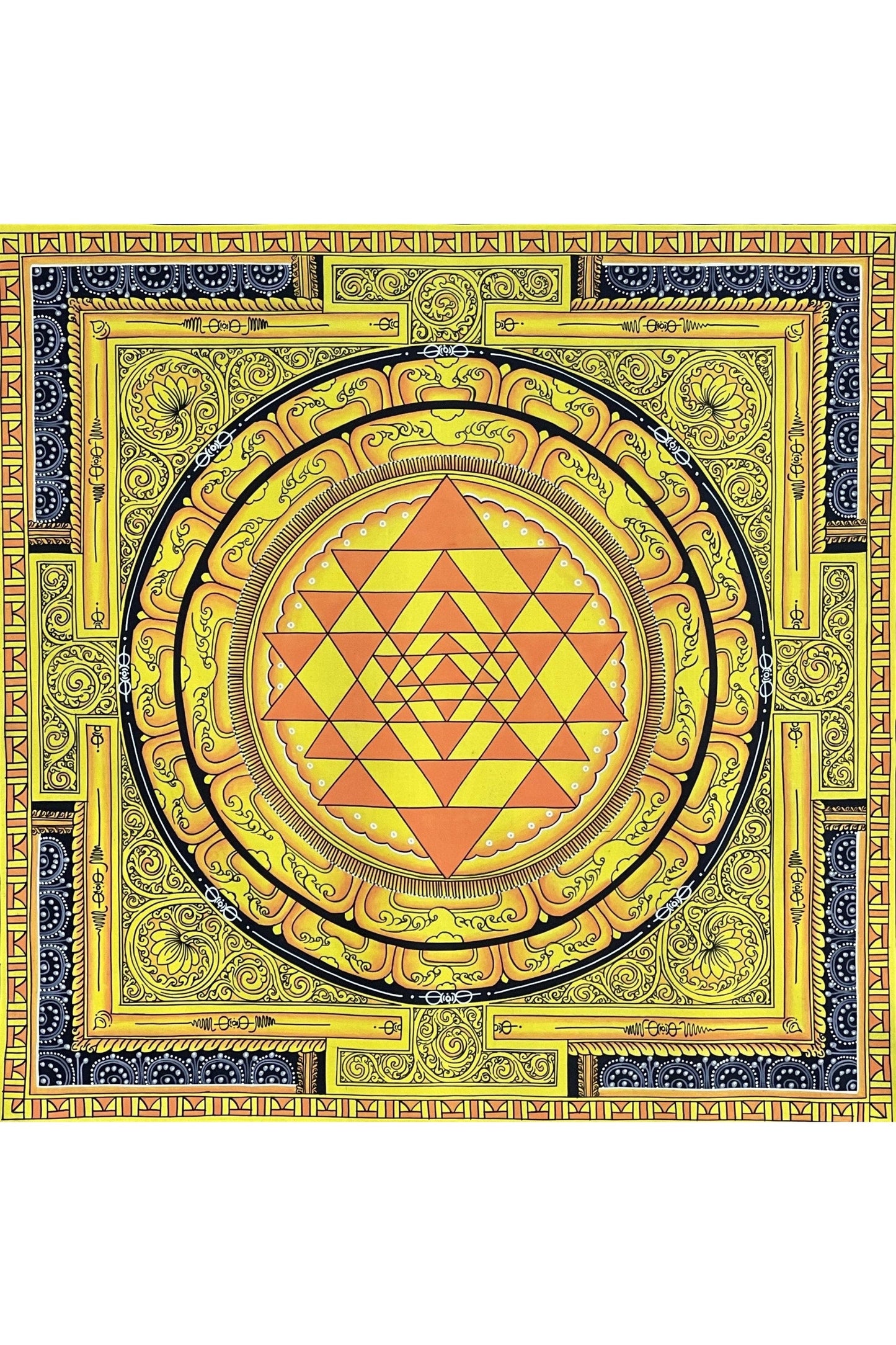 Sriyantra/ Sri Yantra/ Shri Yantra/ Mandala Original Masterpiece Newari Paubha/ Pauva Thangka Painting for Energy Positivity and Wealth - Tibetan Thangka Art