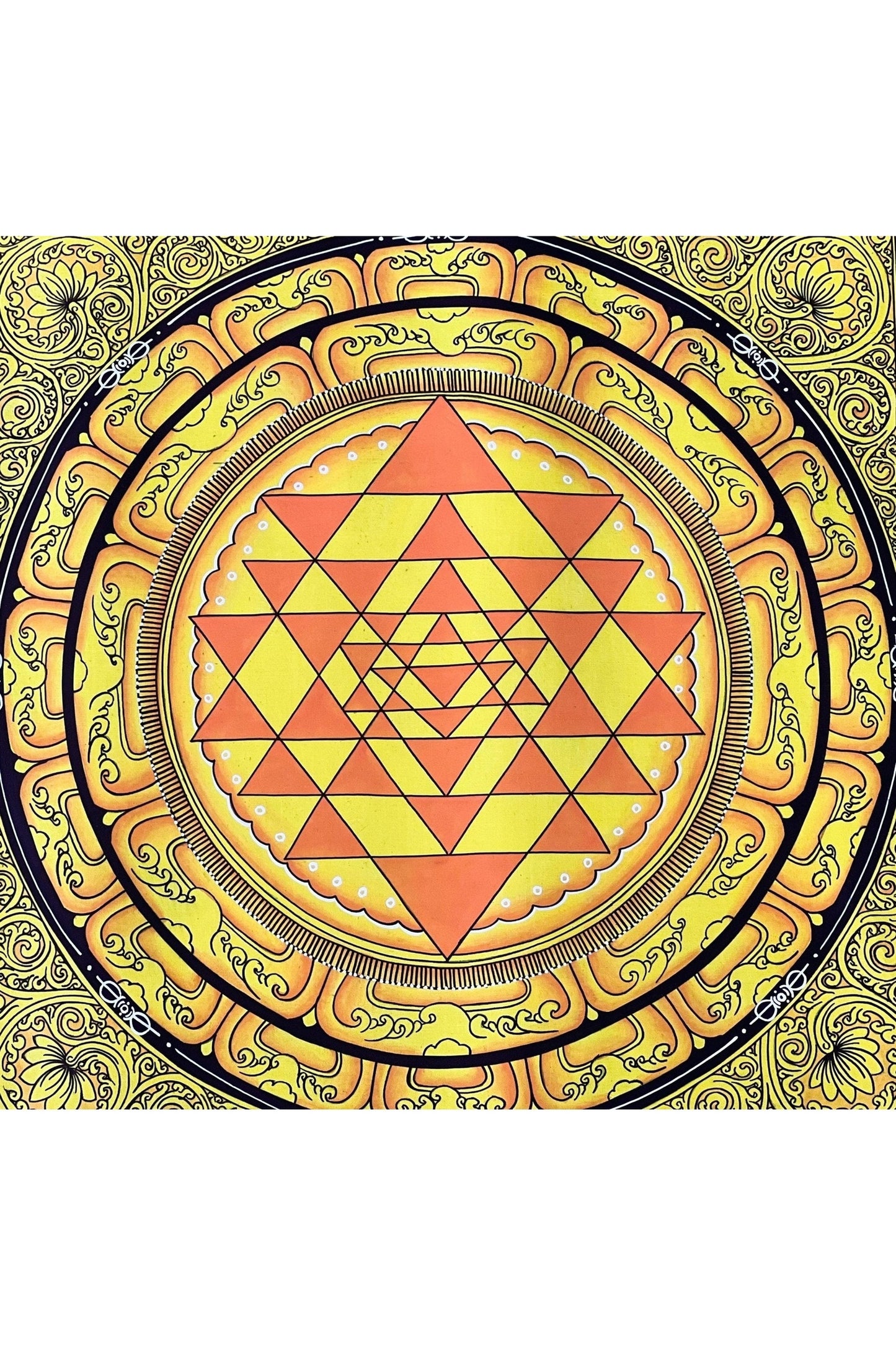 Sriyantra/ Sri Yantra/ Shri Yantra/ Mandala Original Masterpiece Newari Paubha/ Pauva Thangka Painting for Energy Positivity and Wealth - Tibetan Thangka Art