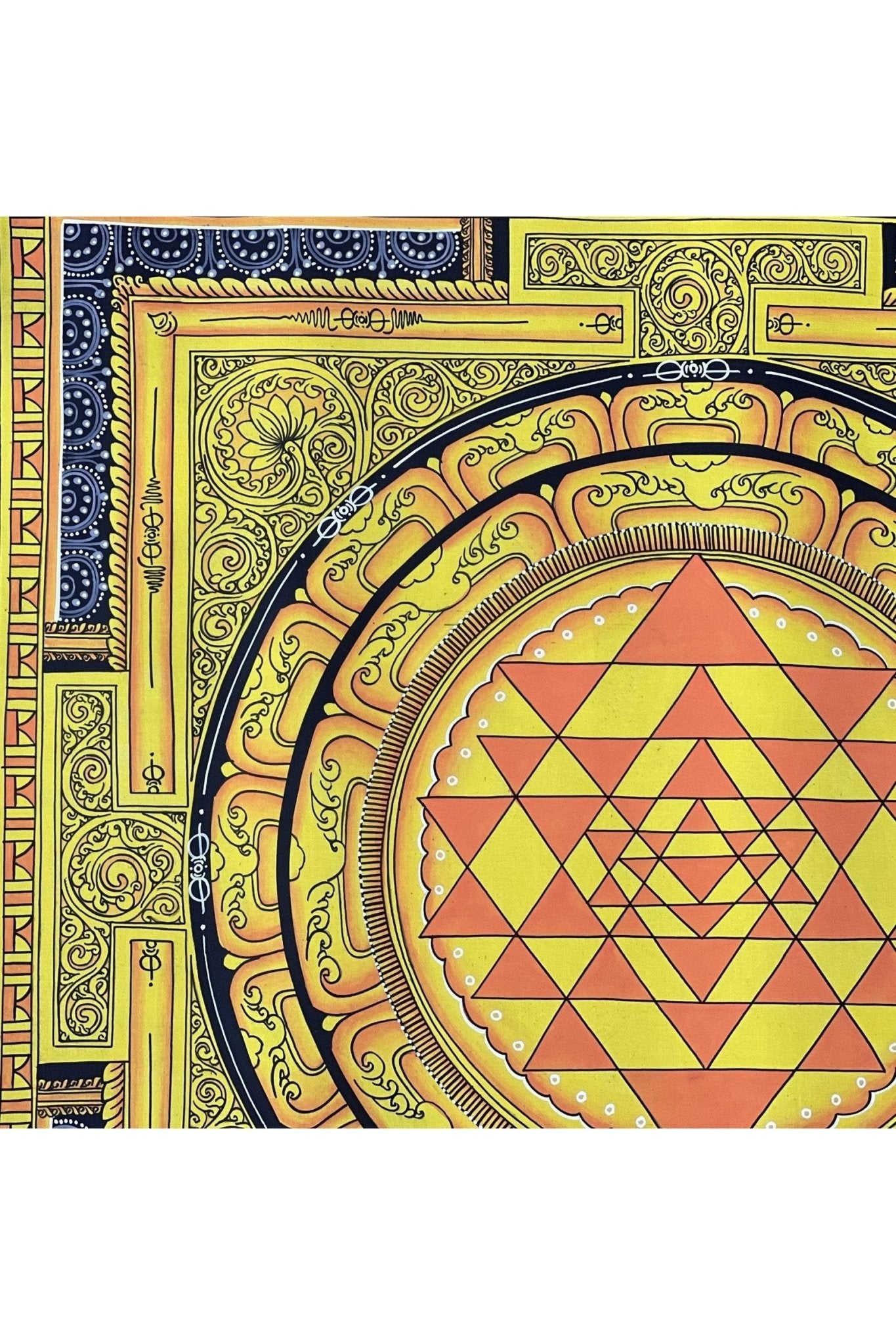 Sriyantra/ Sri Yantra/ Shri Yantra/ Mandala Original Masterpiece Newari Paubha/ Pauva Thangka Painting for Energy Positivity and Wealth - Tibetan Thangka Art