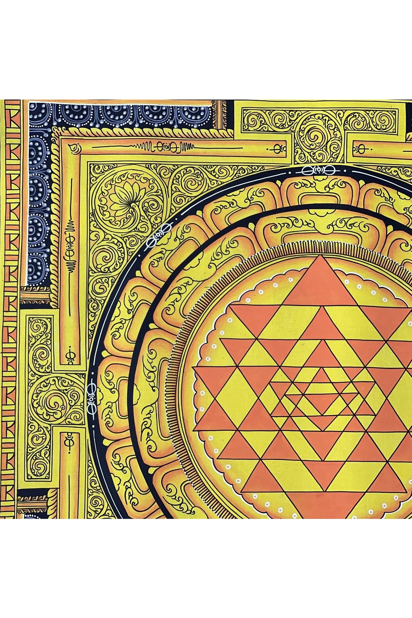 Sriyantra/ Sri Yantra/ Shri Yantra/ Mandala Original Masterpiece Newari Paubha/ Pauva Thangka Painting for Energy Positivity and Wealth - Tibetan Thangka Art