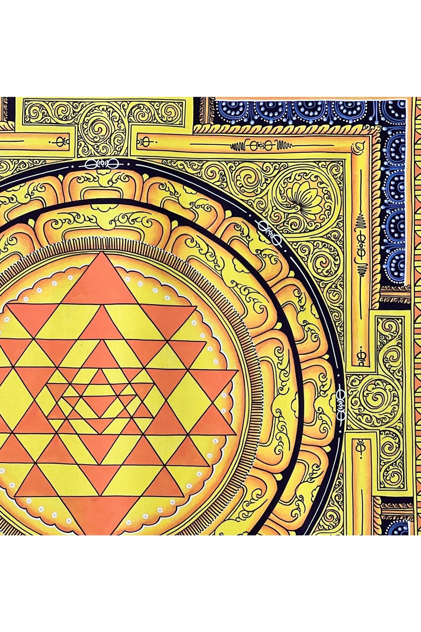 Sriyantra/ Sri Yantra/ Shri Yantra/ Mandala Original Masterpiece Newari Paubha/ Pauva Thangka Painting for Energy Positivity and Wealth - Tibetan Thangka Art