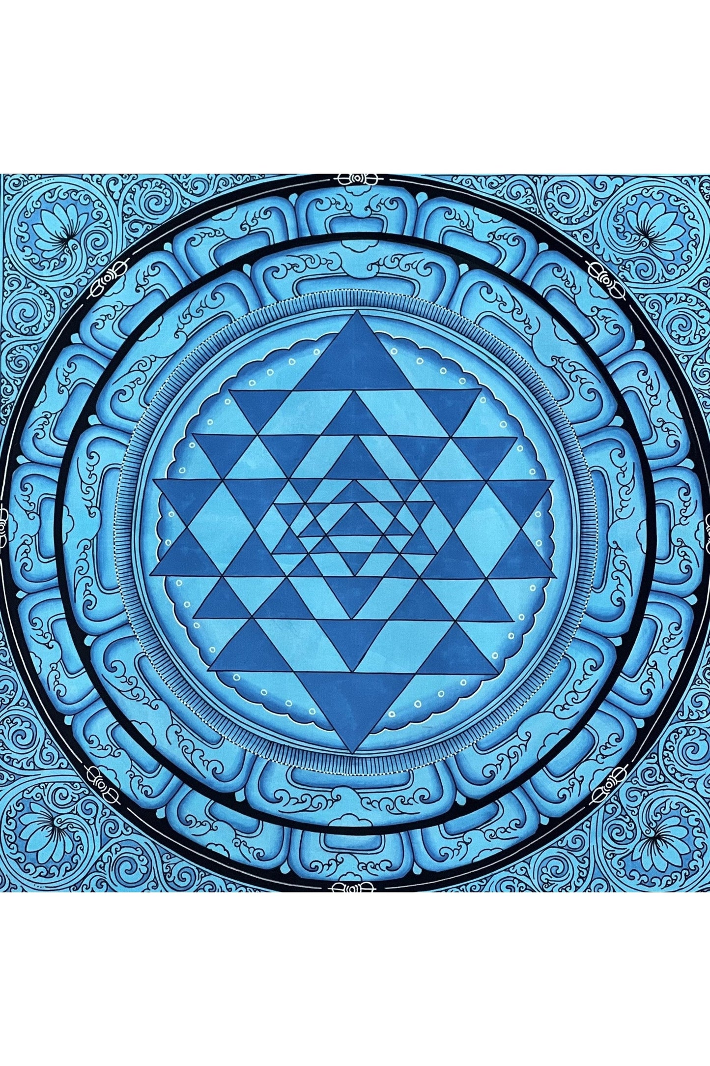 Sriyantra/ Sri Yantra/ Shri Yantra Mandala Original Masterpiece Newari Paubha/Pauva Thangka Painting for Energy Positivity and Prosperity - Tibetan Thangka Art