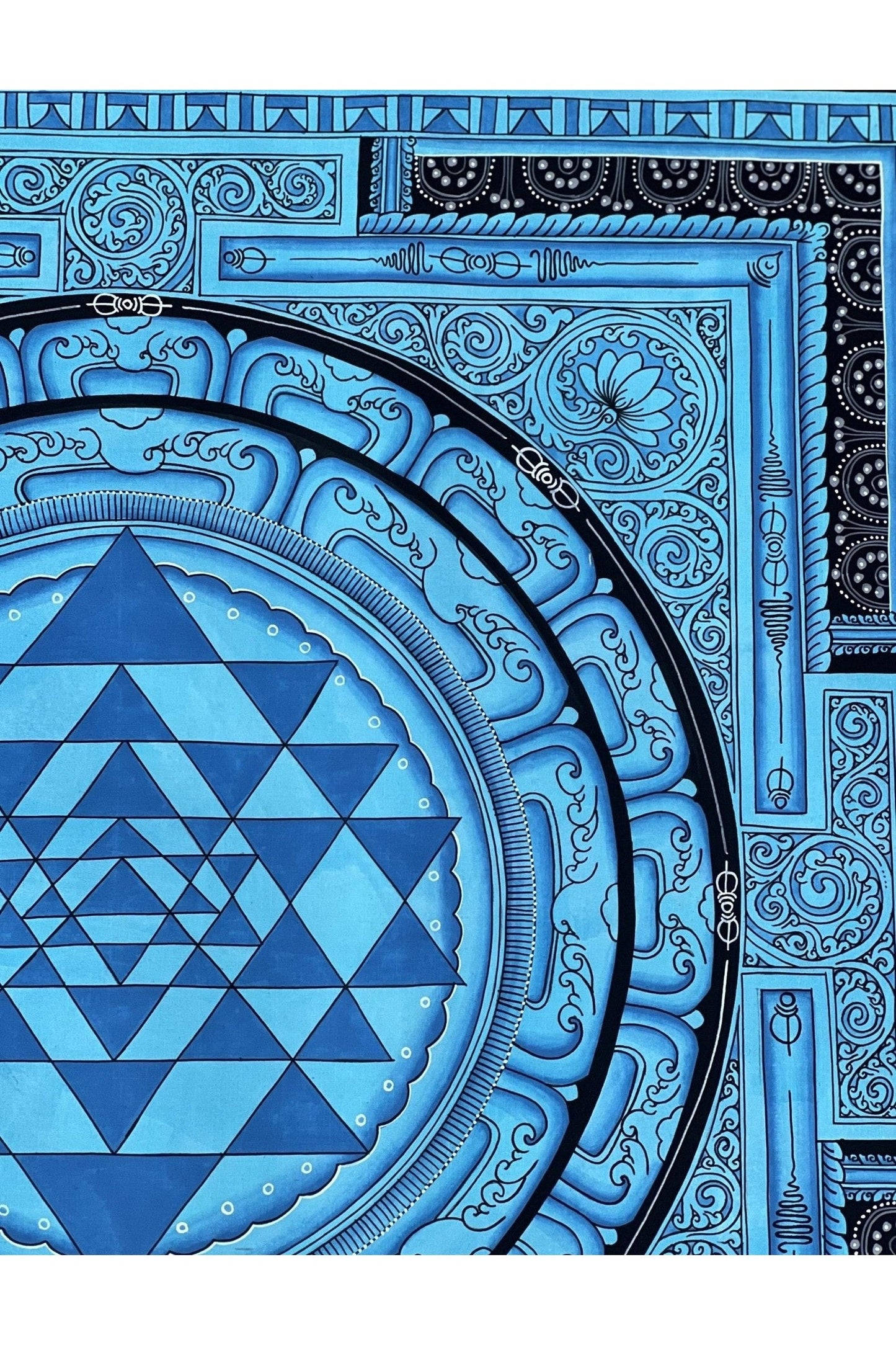 Sriyantra/ Sri Yantra/ Shri Yantra Mandala Original Masterpiece Newari Paubha/Pauva Thangka Painting for Energy Positivity and Prosperity - Tibetan Thangka Art