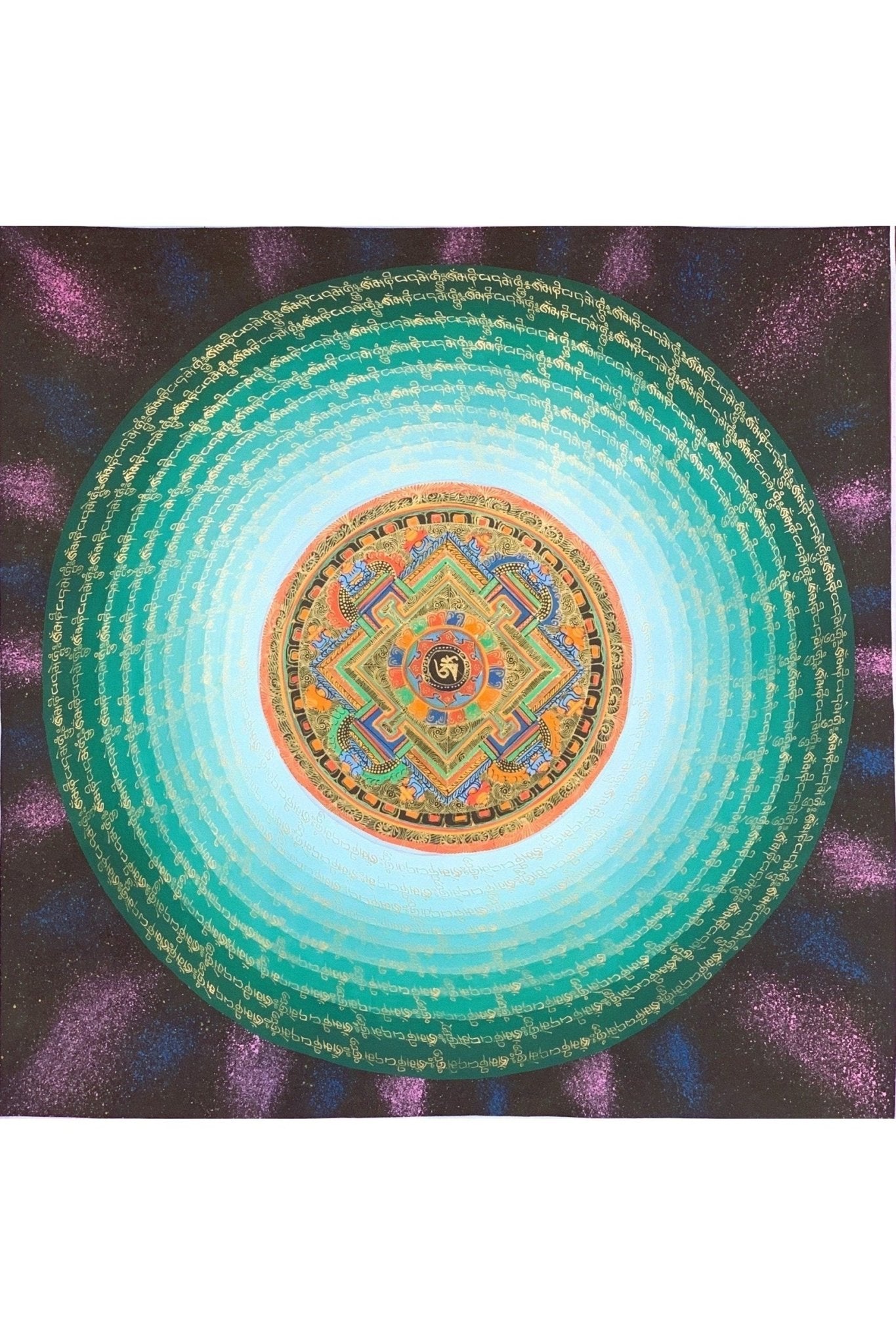 Tibetan Om Mantra Mandala Wheel of Life Wheel of Time Tibetan Thangka Painting Original Hand Painting Meditation Art - Tibetan Thangka Art