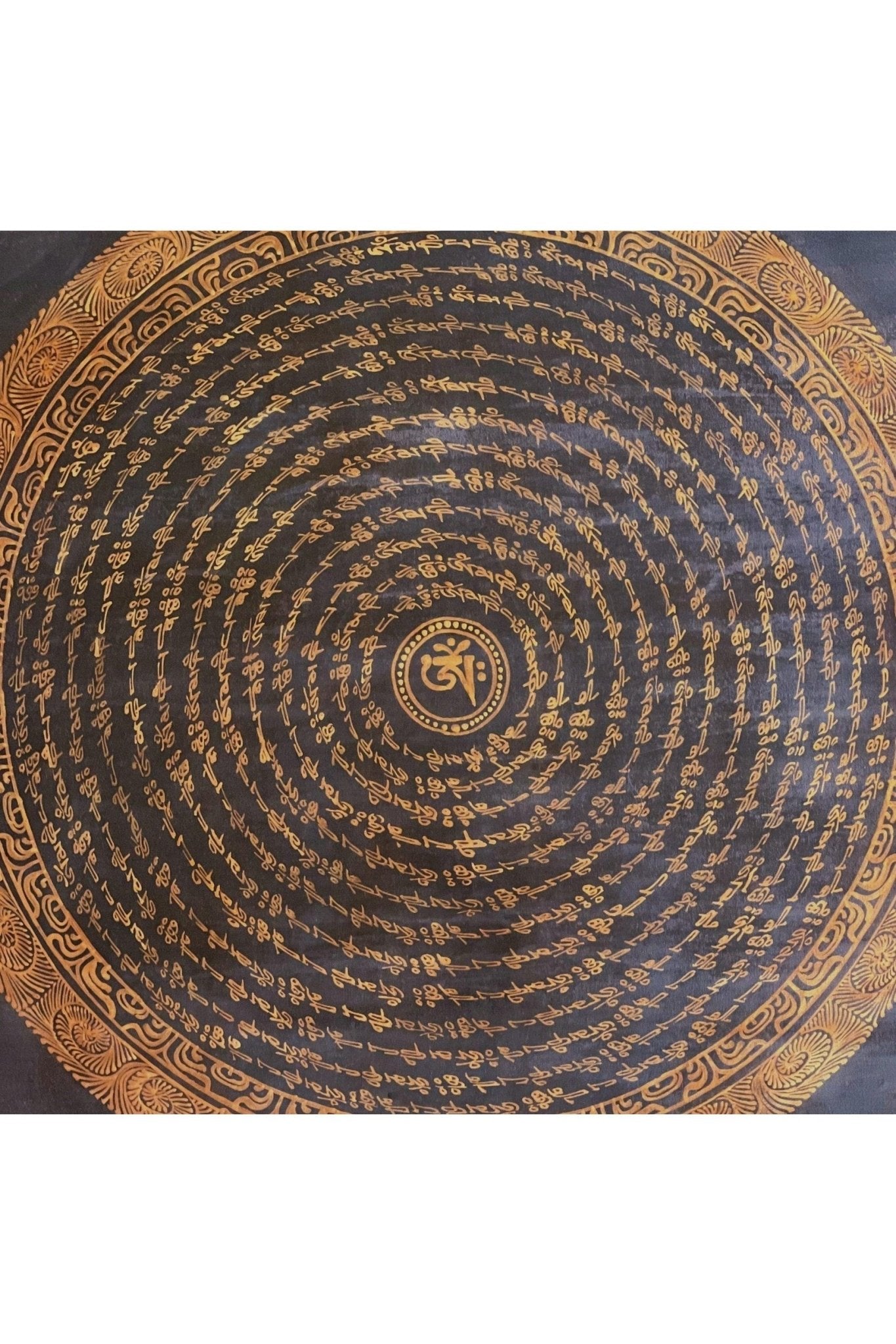 Tibetan Om/ Om Mani Padme Hum Mantra Mandala Wheel of Life Old Oil Varnished Original Thangka Painting /Meditation Art/Wall Décor - Tibetan Thangka Art