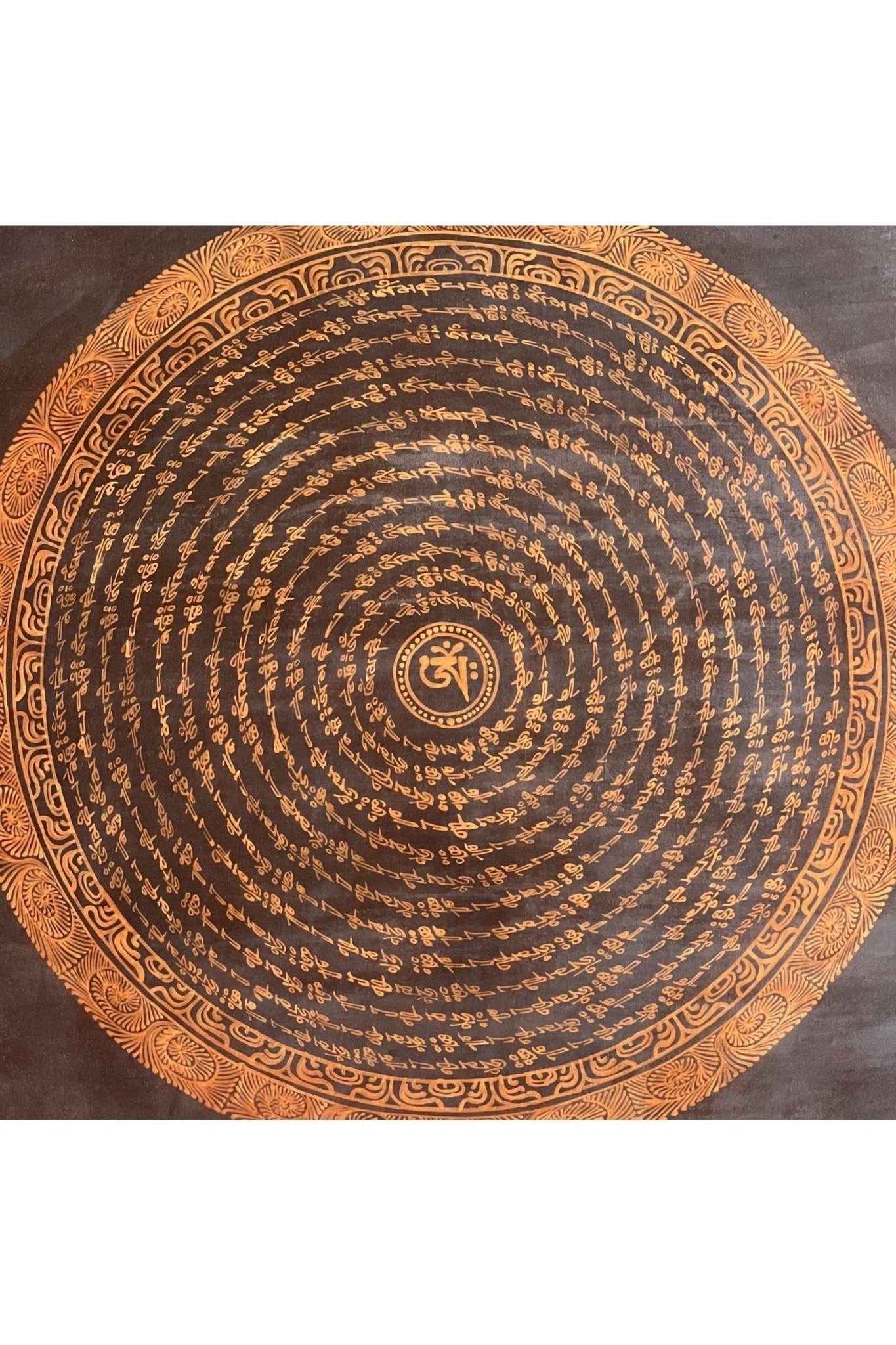 Tibetan Om/ Om Mani Padme Hum Mantra Mandala Wheel of Life Old Oil Varnished Original Thangka Painting /Meditation Art/Wall Décor - Tibetan Thangka Art