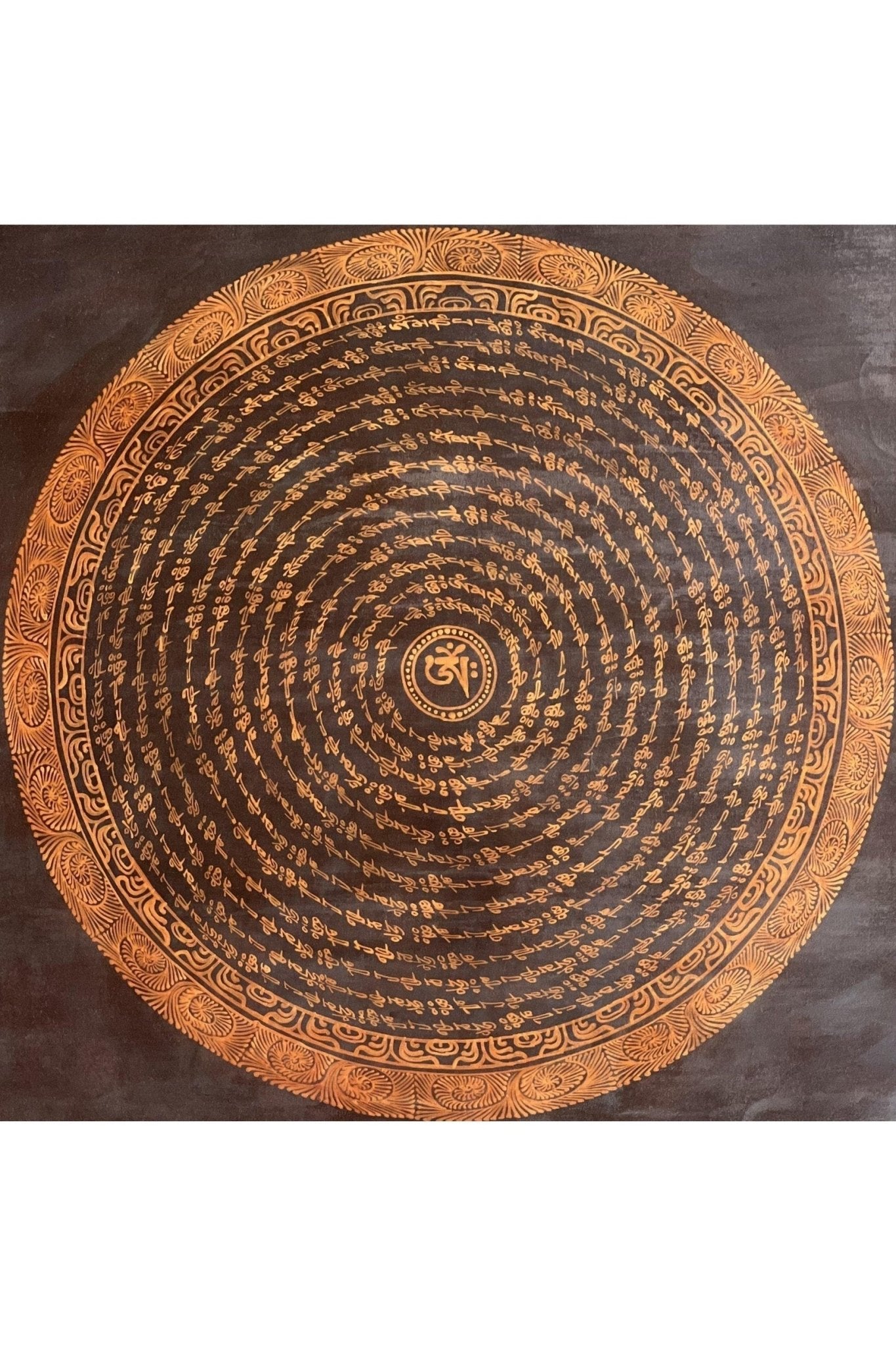 Tibetan Om/ Om Mani Padme Hum Mantra Mandala Wheel of Life Old Oil Varnished Original Thangka Painting /Meditation Art/Wall Décor - Tibetan Thangka Art