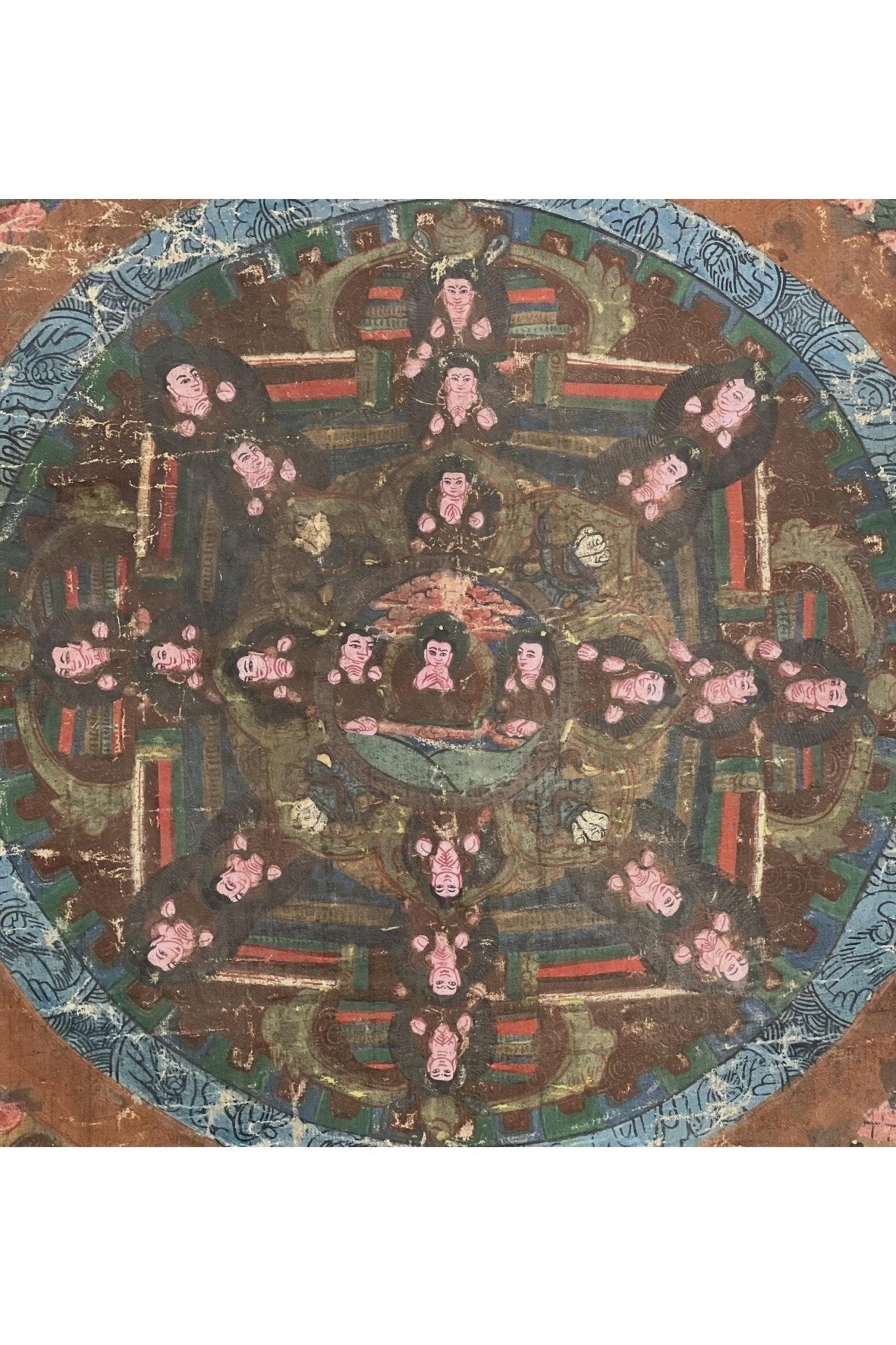 Vintage Buddha Life Story Tibetan Thangka Painting Original Art/ Hand - Painting with Half Cotton Brocade - Tibetan Thangka Art