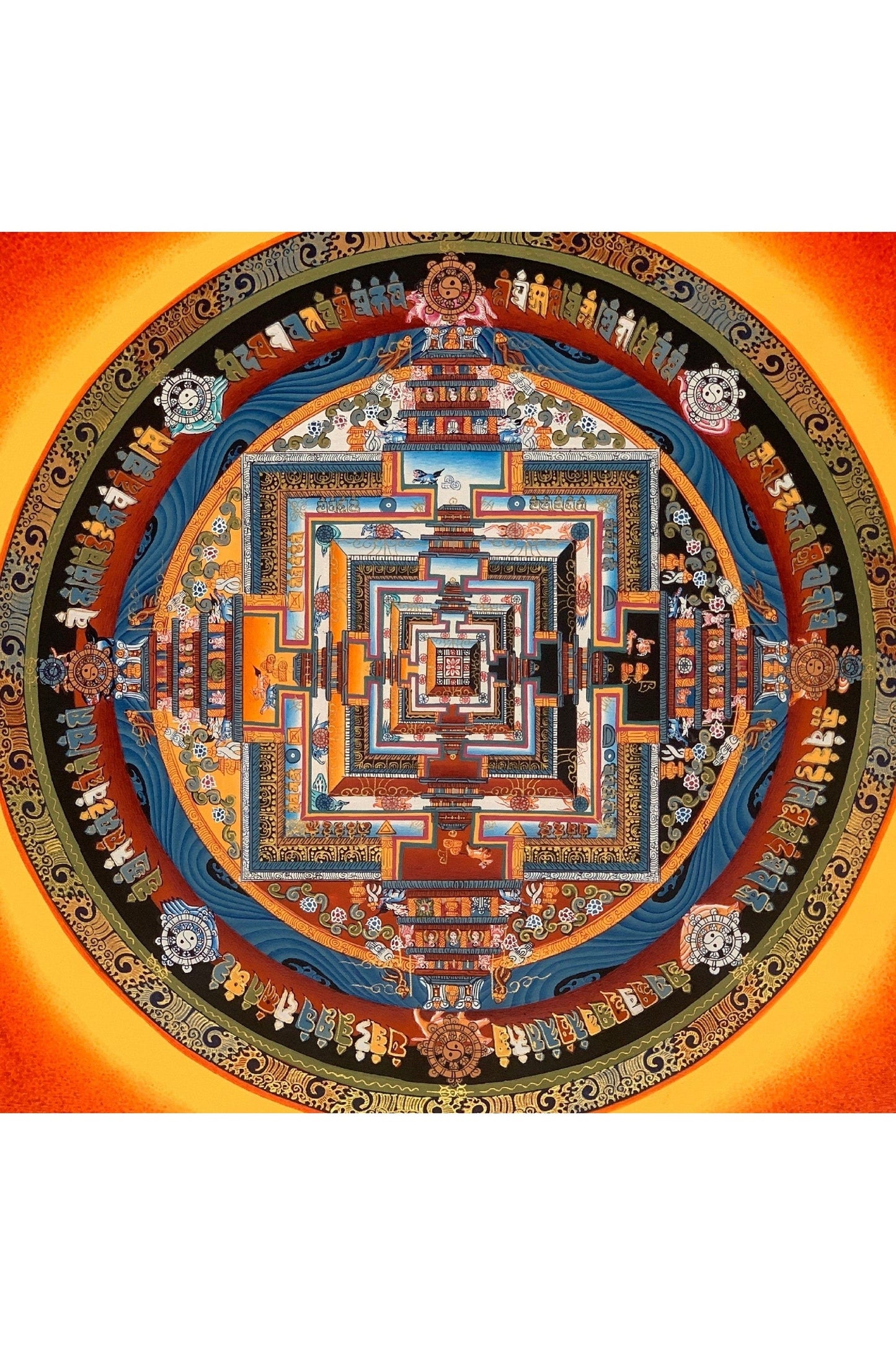 Wheel of Life/ Kalachakra Mandala/ Tibetan Thangka Painting Original Buddhist Meditation Art - Tibetan Thangka Art