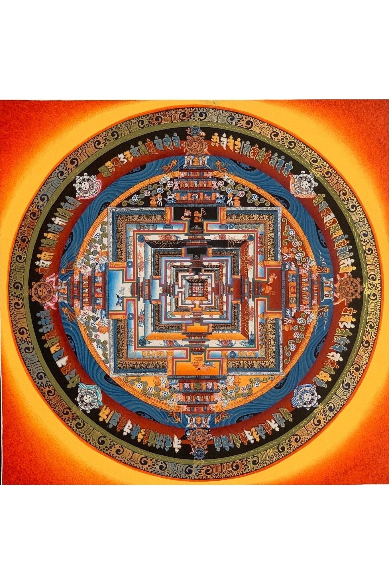 Wheel of Life/ Kalachakra Mandala/ Tibetan Thangka Painting Original Buddhist Meditation Art - Tibetan Thangka Art