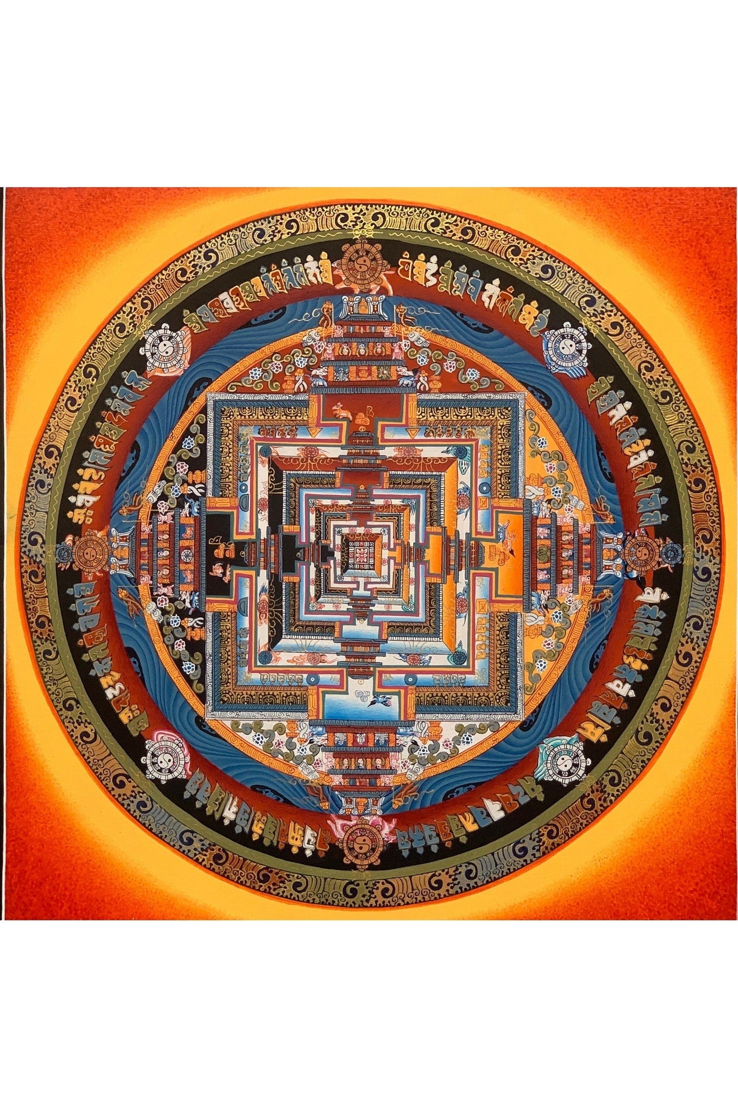 Wheel of Life/ Kalachakra Mandala/ Tibetan Thangka Painting Original Buddhist Meditation Art - Tibetan Thangka Art
