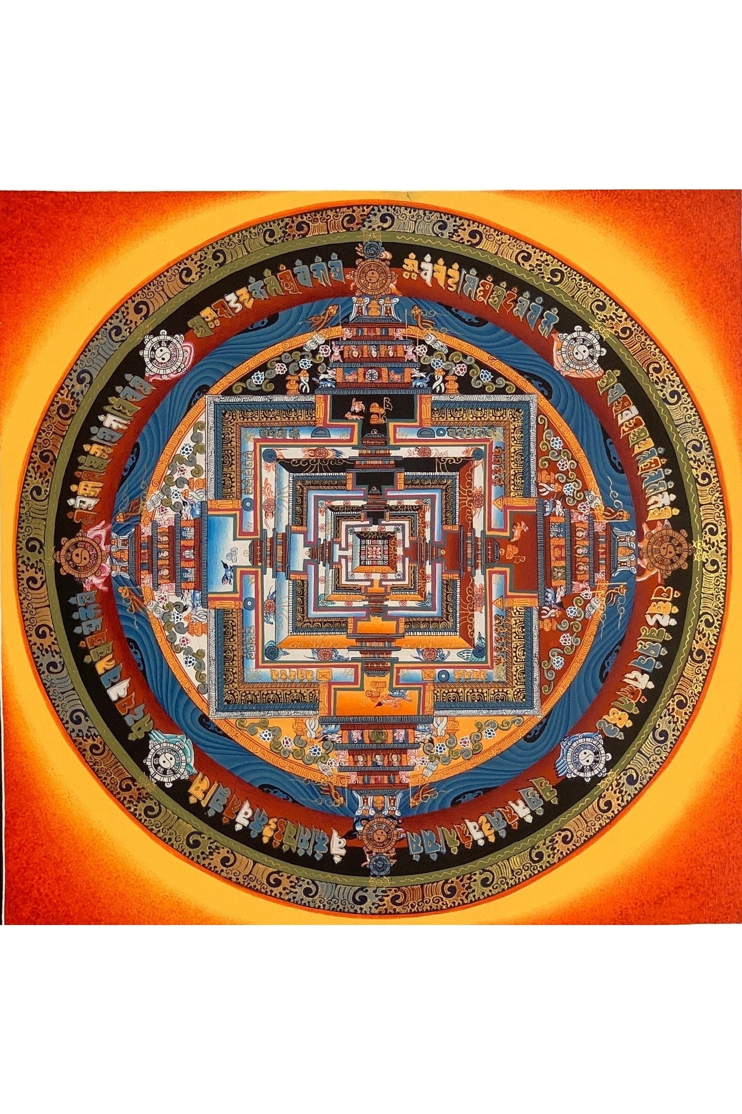 Wheel of Life/ Kalachakra Mandala/ Tibetan Thangka Painting Original Buddhist Meditation Art - Tibetan Thangka Art