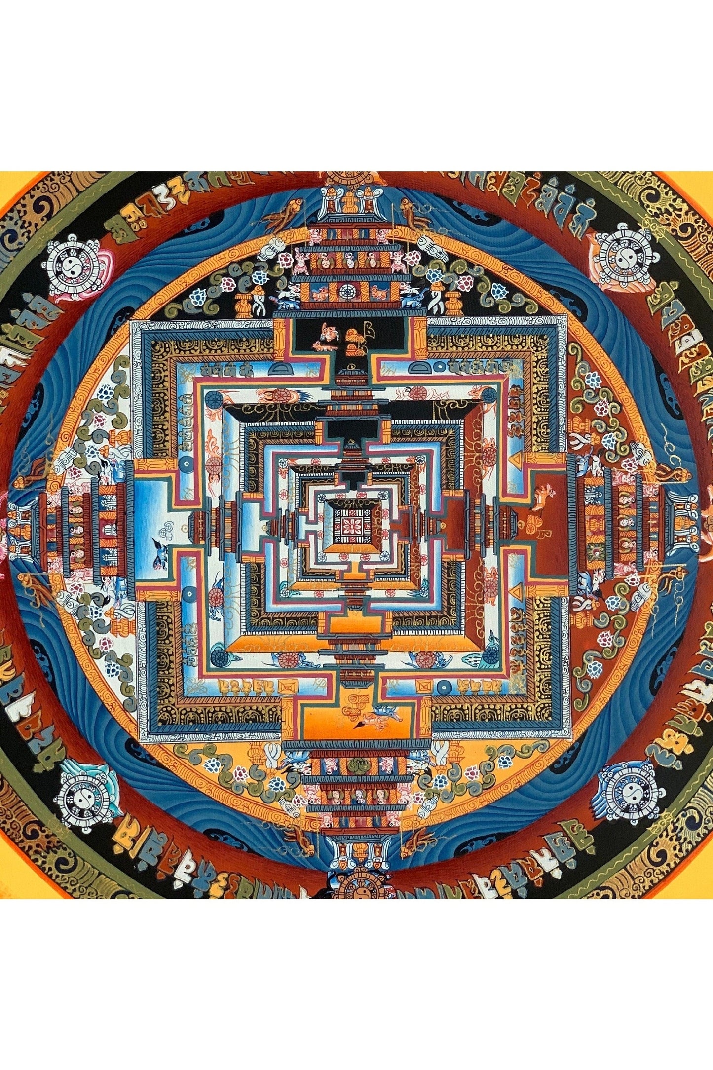 Wheel of Life/ Kalachakra Mandala/ Tibetan Thangka Painting Original Buddhist Meditation Art - Tibetan Thangka Art