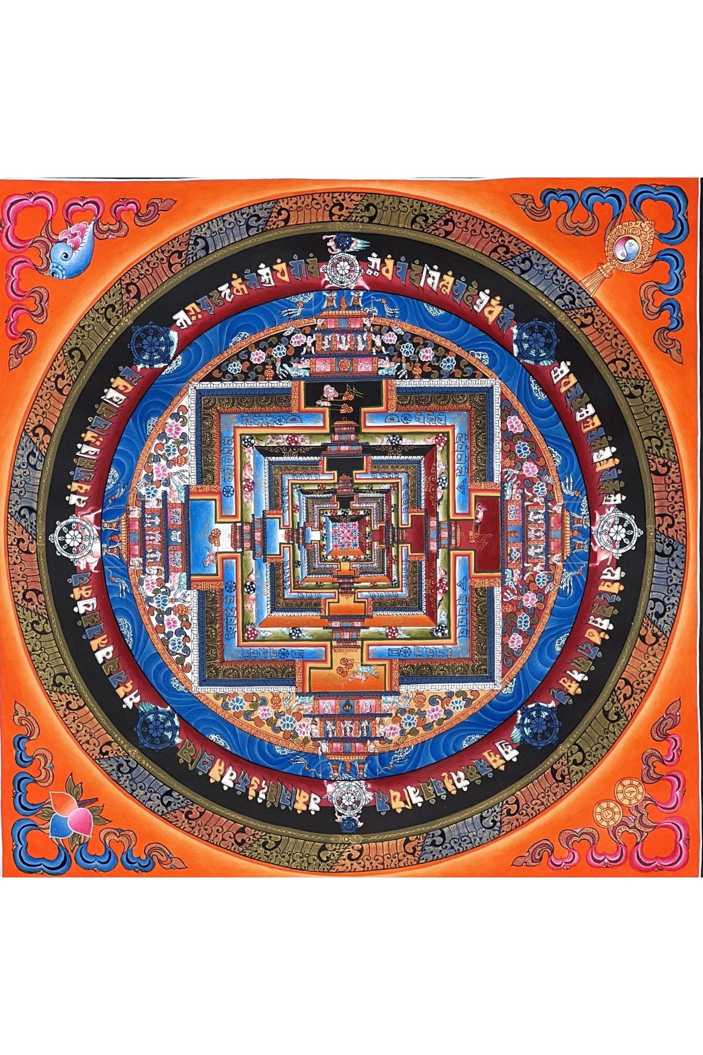 Wheel of Life/ Kalachakra Mandala/Masterpiece Gold Tibetan Thangka Painting/ Original Buddhist Art for Meditation - Tibetan Thangka Art