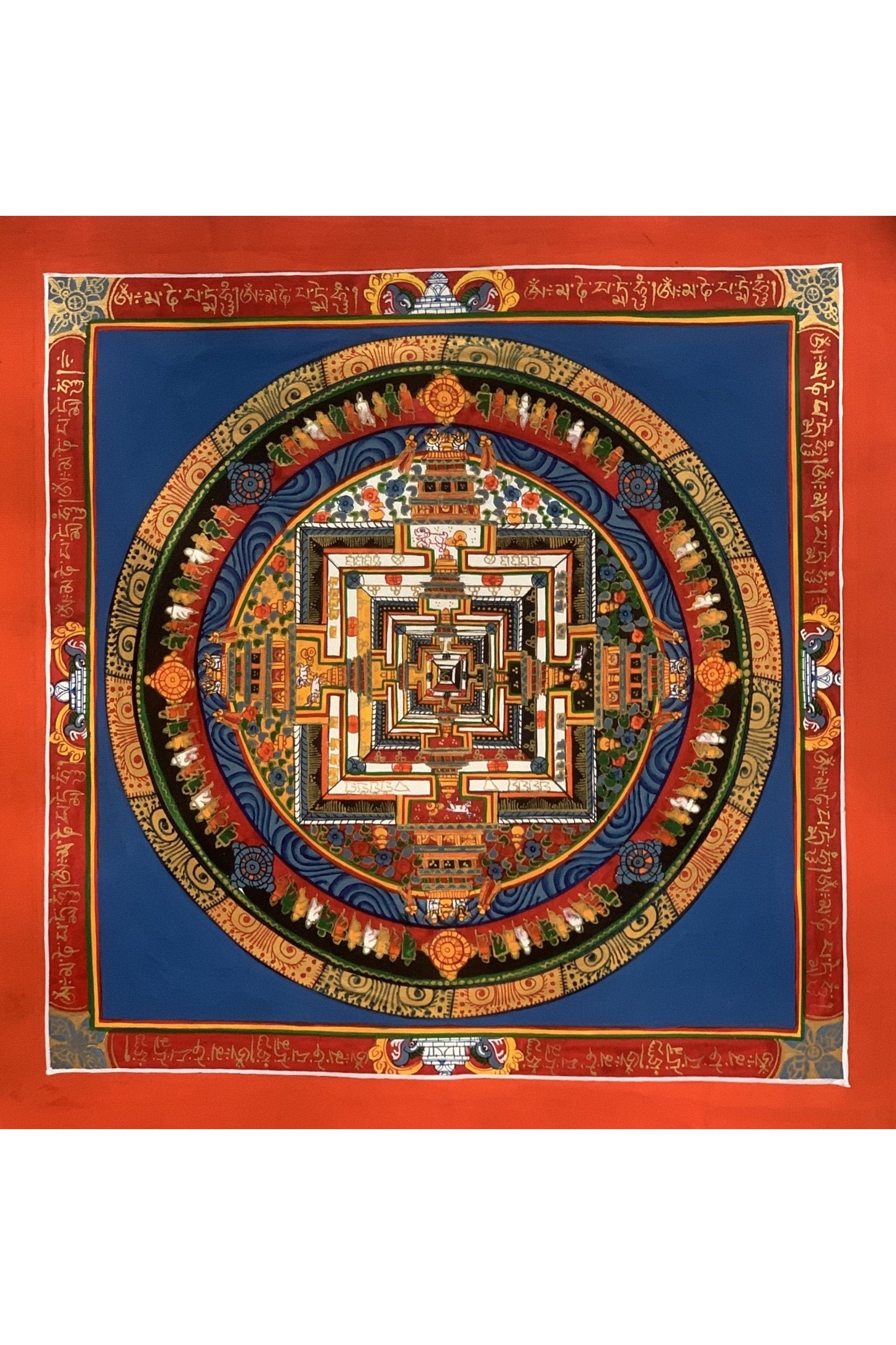 Wheel of Life, Wheel of Time, Kalachakra Mandala Hand Painted Original Tibetan Thangka Meditation Art 12 x 12 Inch - Tibetan Thangka Art