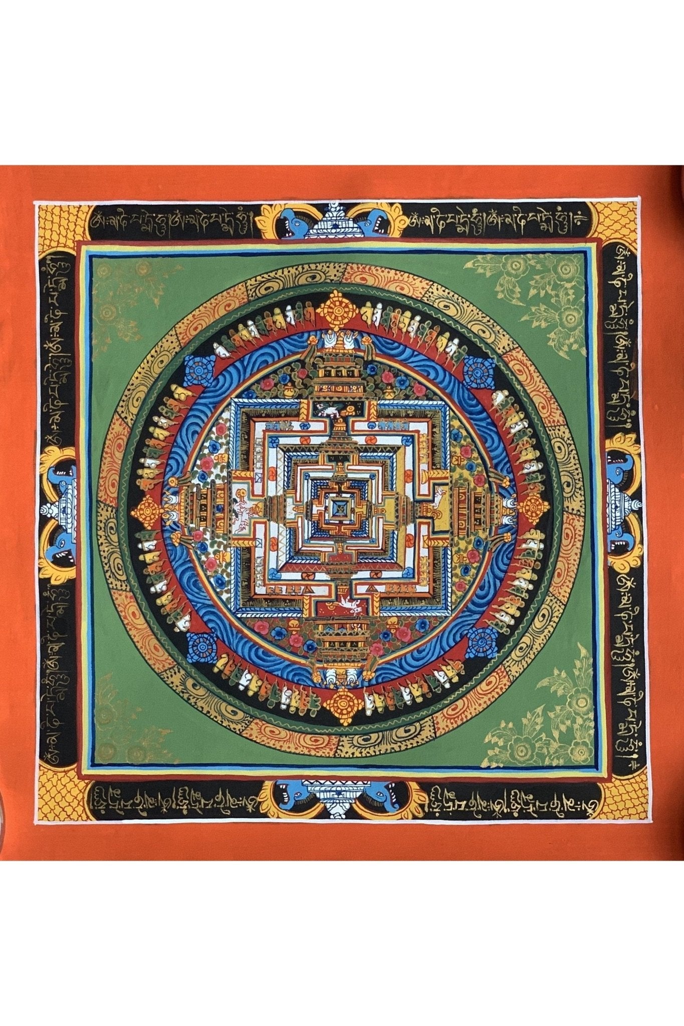 Wheel of Life, Wheel of Time, Kalachakra Mandala, Tibetan Thangka Painting, Original Art 13 x 13 Inch - Tibetan Thangka Art