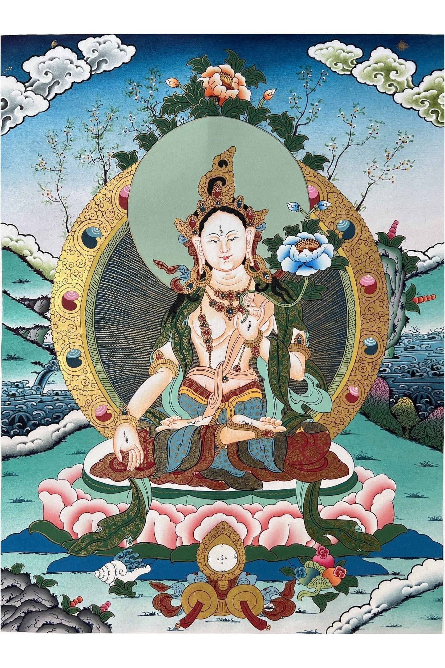 White Tara Mother Goddess High - Quality Masterpiece Tibetan Thangka Painting/ Original Hand - painting/ Meditation Art - Tibetan Thangka Art