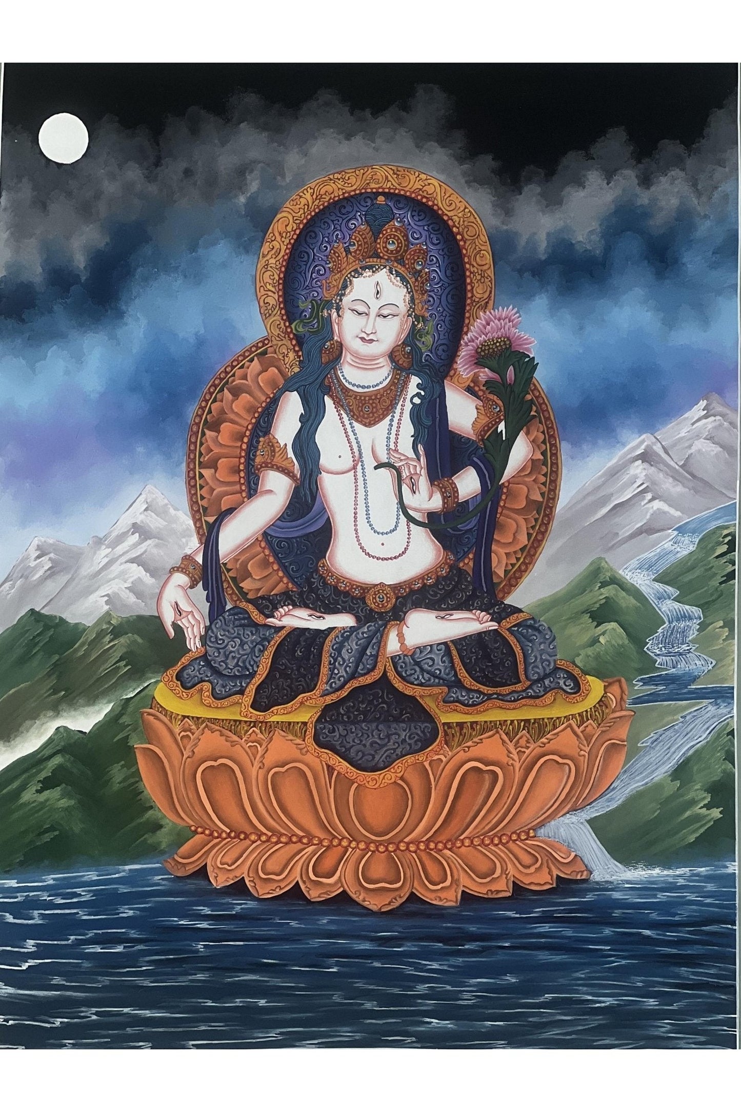 White Tara /Mother Tara / Goddess of Compassion Original Masterpiece Newari Paubha/Pauva Tibetan Thangka Painting - Tibetan Thangka Art