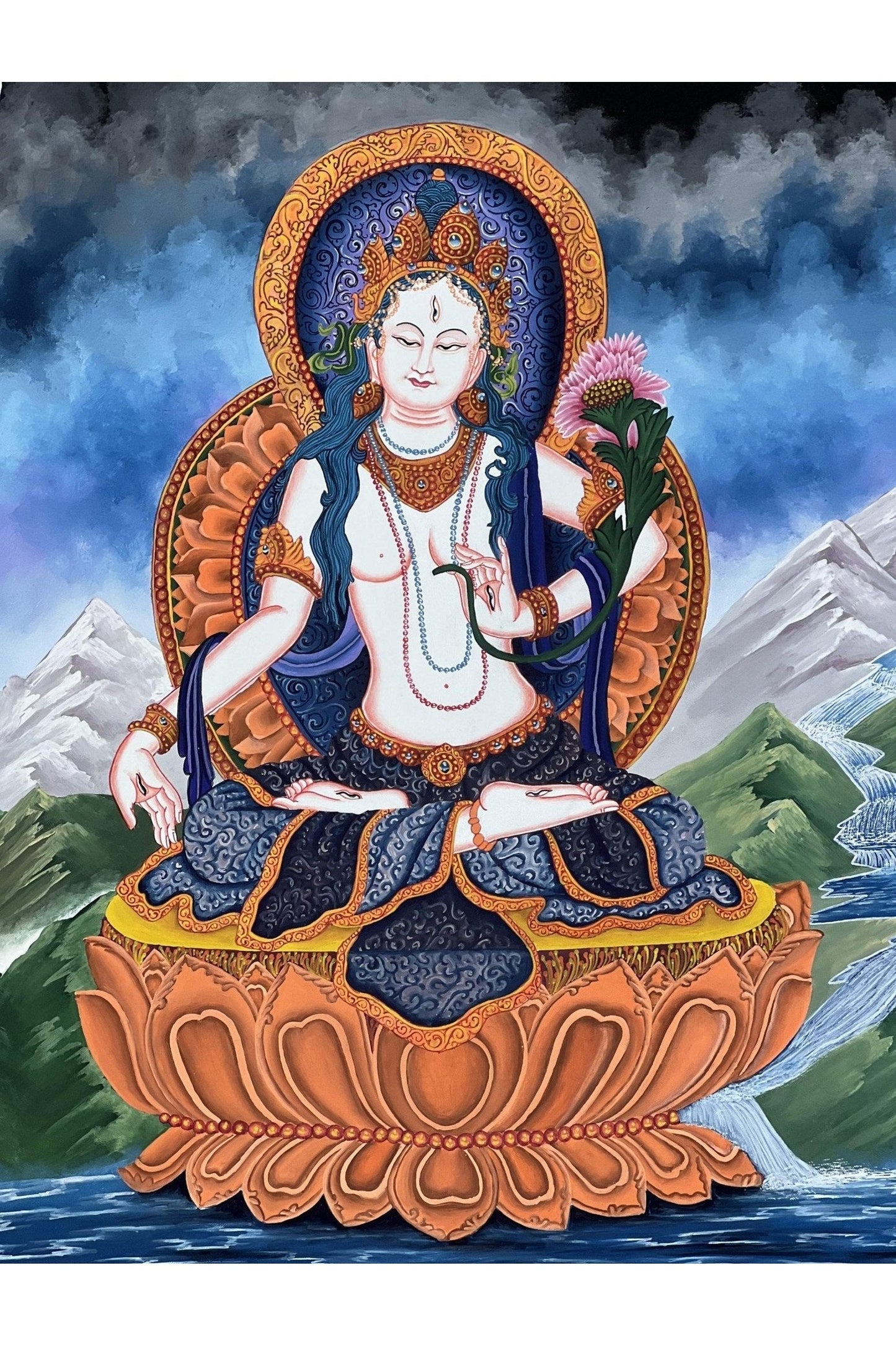 White Tara /Mother Tara / Goddess of Compassion Original Masterpiece Newari Paubha/Pauva Tibetan Thangka Painting - Tibetan Thangka Art
