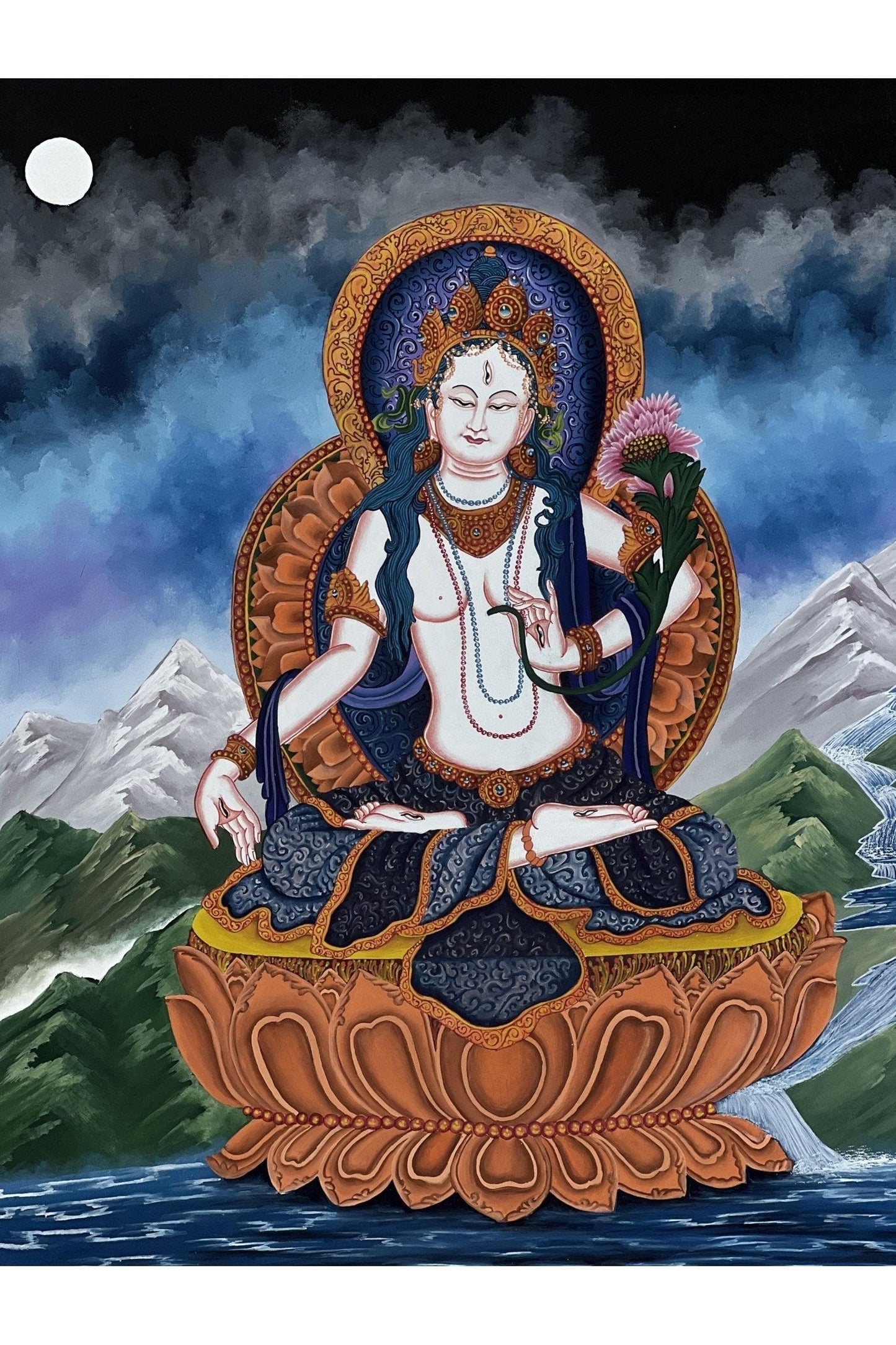 White Tara /Mother Tara / Goddess of Compassion Original Masterpiece Newari Paubha/Pauva Tibetan Thangka Painting - Tibetan Thangka Art