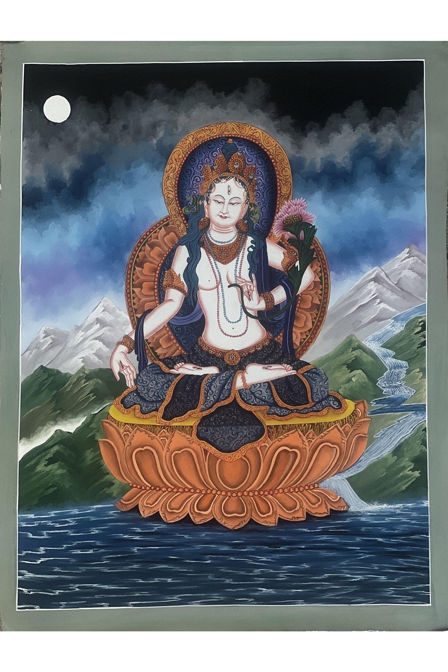White Tara /Mother Tara / Goddess of Compassion Original Masterpiece Newari Paubha/Pauva Tibetan Thangka Painting - Tibetan Thangka Art