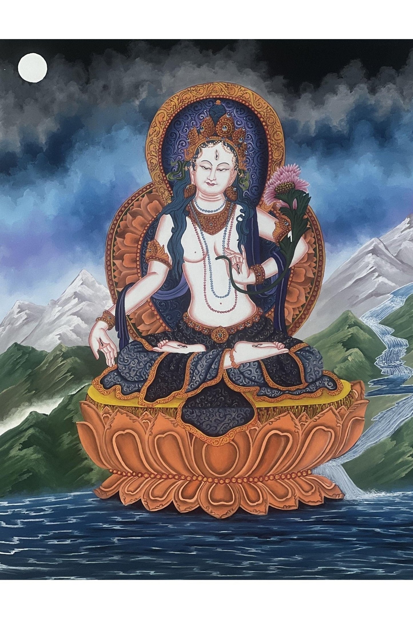 White Tara /Mother Tara / Goddess of Compassion Original Masterpiece Newari Paubha/Pauva Tibetan Thangka Painting - Tibetan Thangka Art