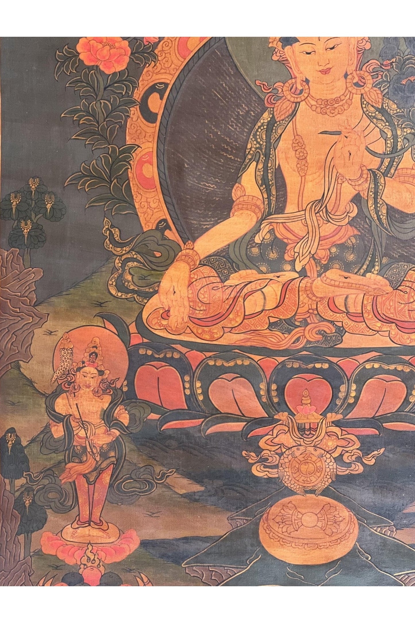 White Tara/ Sitatara/ Mother Goddess Old Oil Varnished Tibetan Thangka Painting/ Original Handpainting/ Buddhist Art - Tibetan Thangka Art