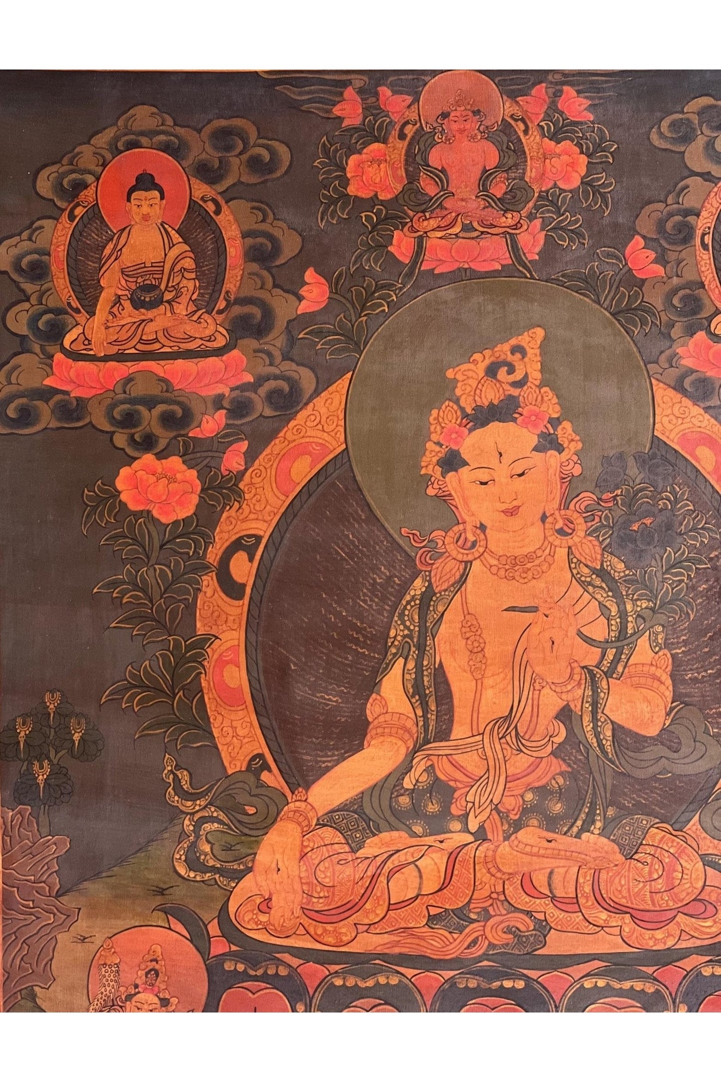 White Tara/ Sitatara/ Mother Goddess Old Oil Varnished Tibetan Thangka Painting/ Original Handpainting/ Buddhist Art - Tibetan Thangka Art
