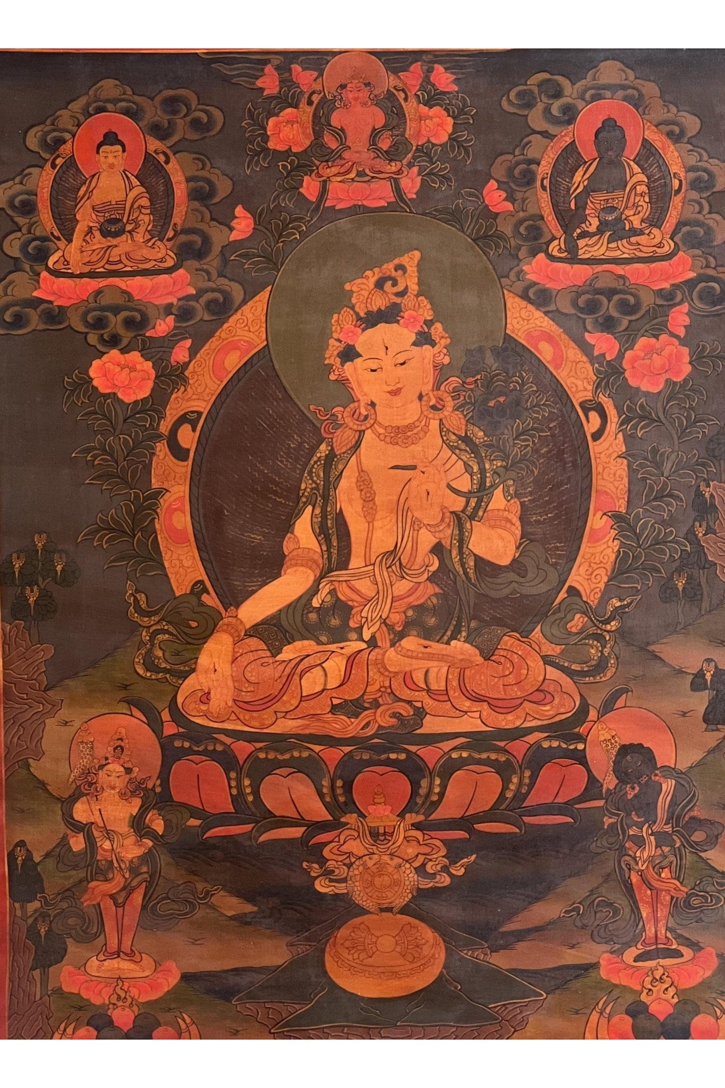 White Tara/ Sitatara/ Mother Goddess Old Oil Varnished Tibetan Thangka Painting/ Original Handpainting/ Buddhist Art - Tibetan Thangka Art