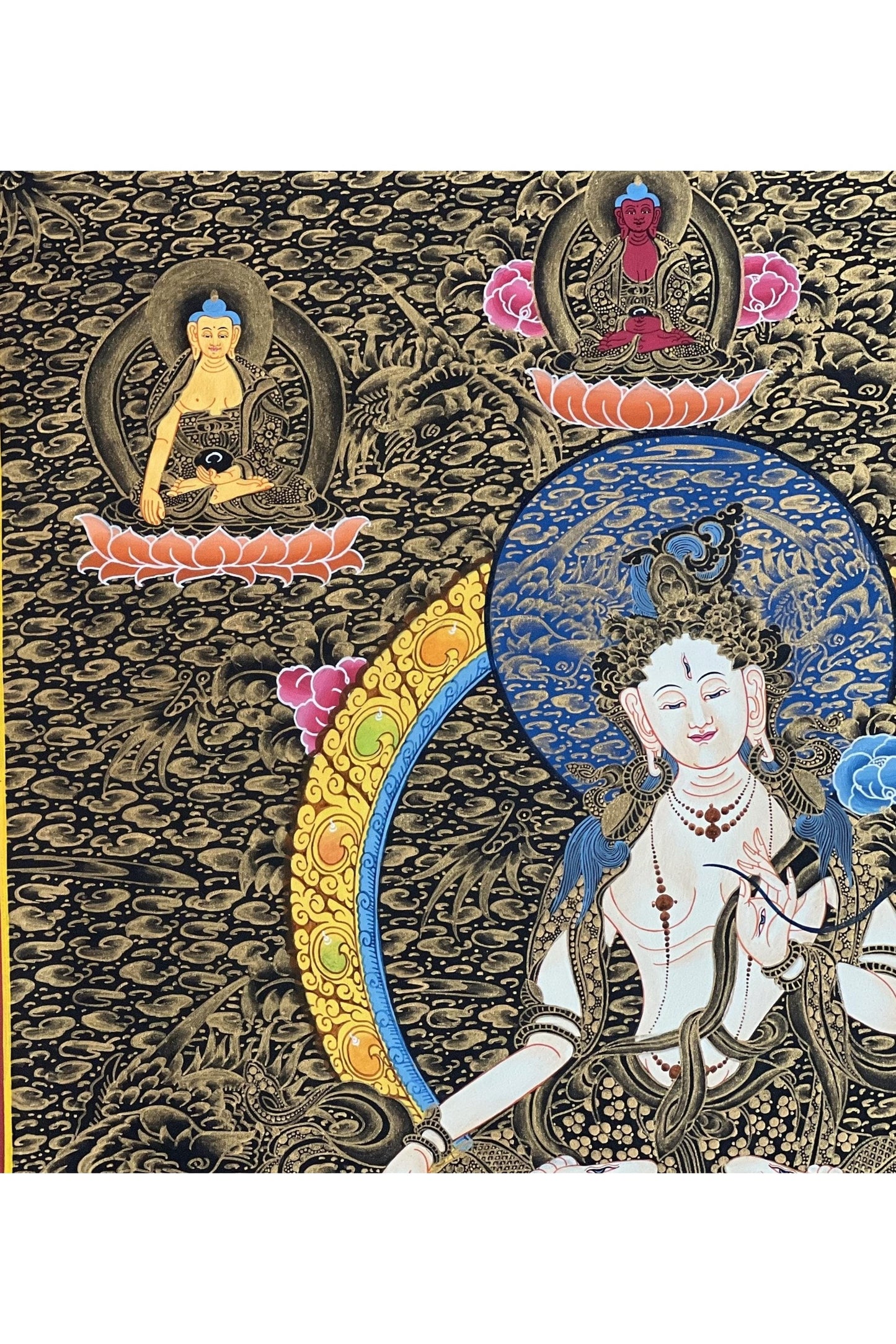 White Tara/ Sitatara/ Mother Goddess Original Masterpiece Tibetan Thangka Painting/ Hand - Painting/ Buddhist Compassion Meditation Art - Tibetan Thangka Art