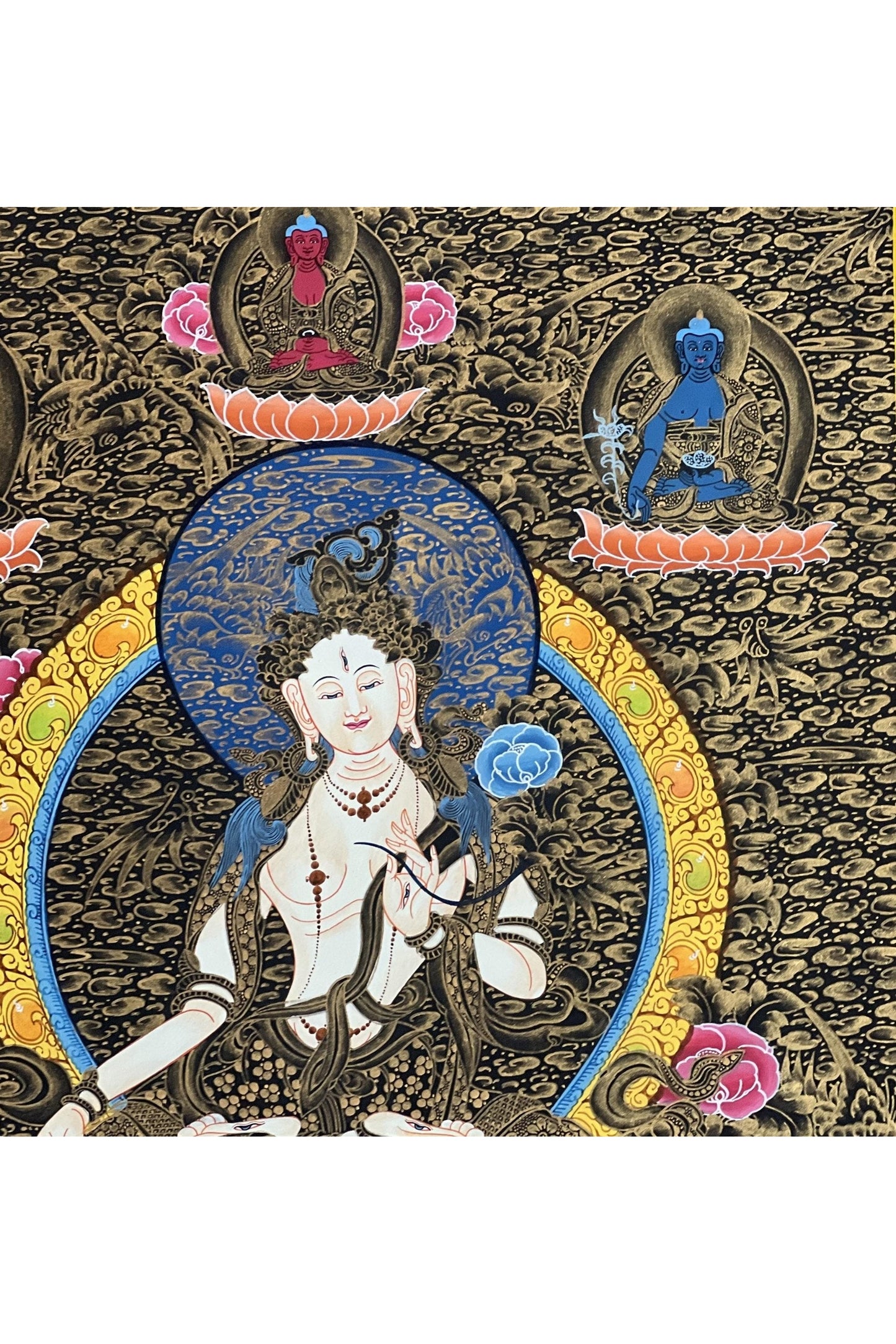 White Tara/ Sitatara/ Mother Goddess Original Masterpiece Tibetan Thangka Painting/ Hand - Painting/ Buddhist Compassion Meditation Art - Tibetan Thangka Art