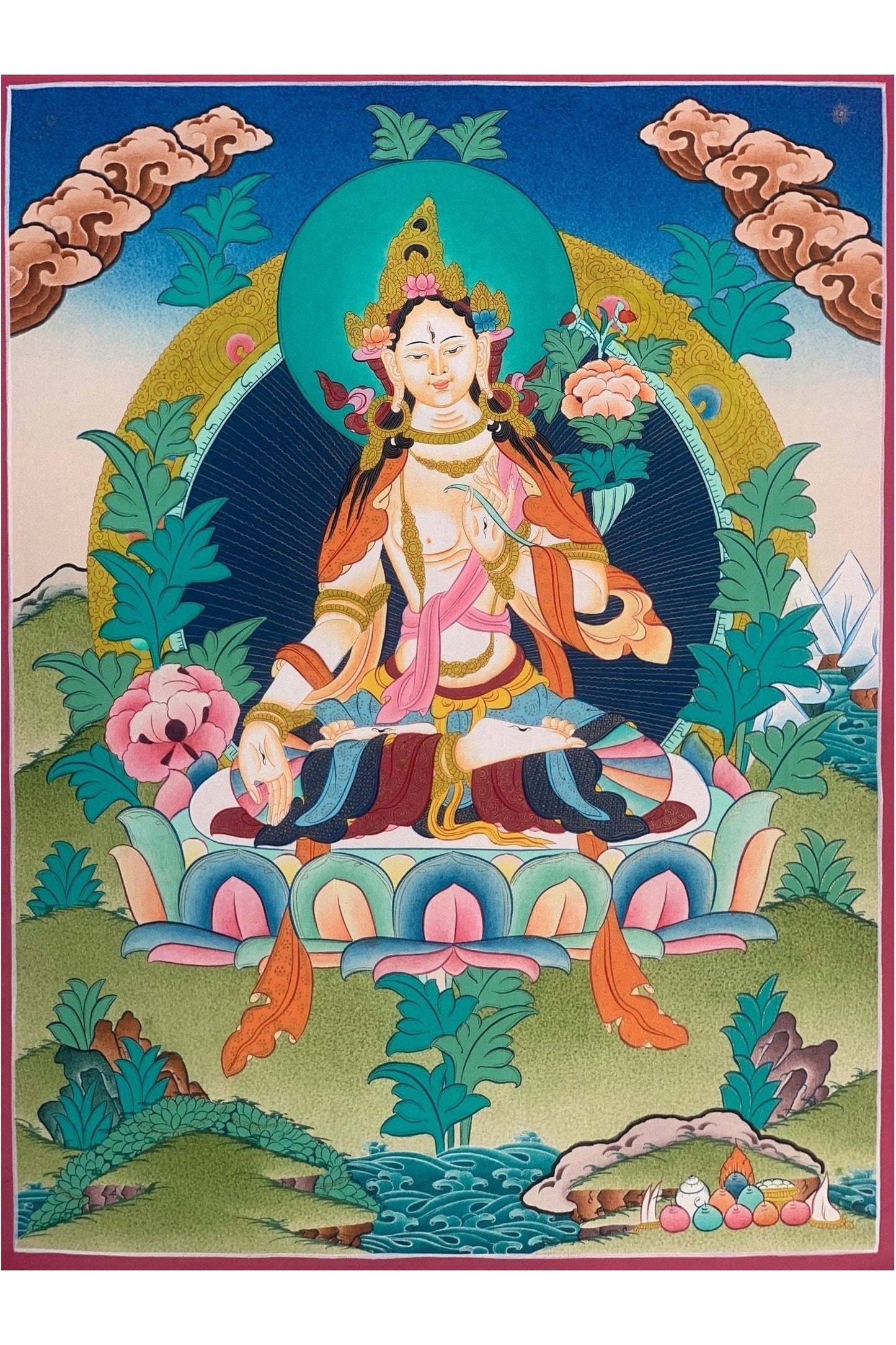 White Tara/ Sitatara/Mother Goddess High - Quality Masterpiece Tibetan Thangka Painting/ Original Art - Tibetan Thangka Art