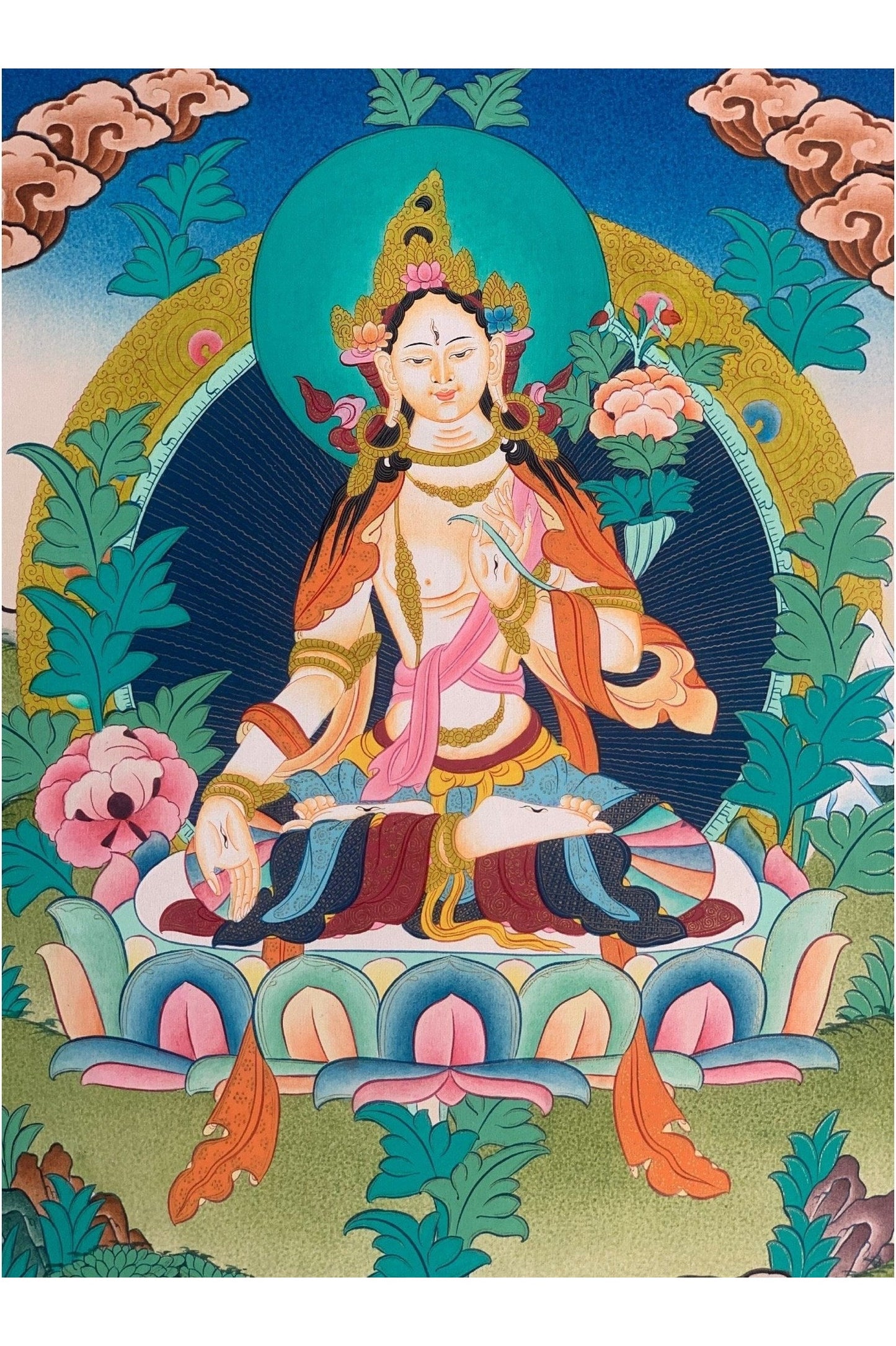 White Tara/ Sitatara/Mother Goddess High - Quality Masterpiece Tibetan Thangka Painting/ Original Art - Tibetan Thangka Art