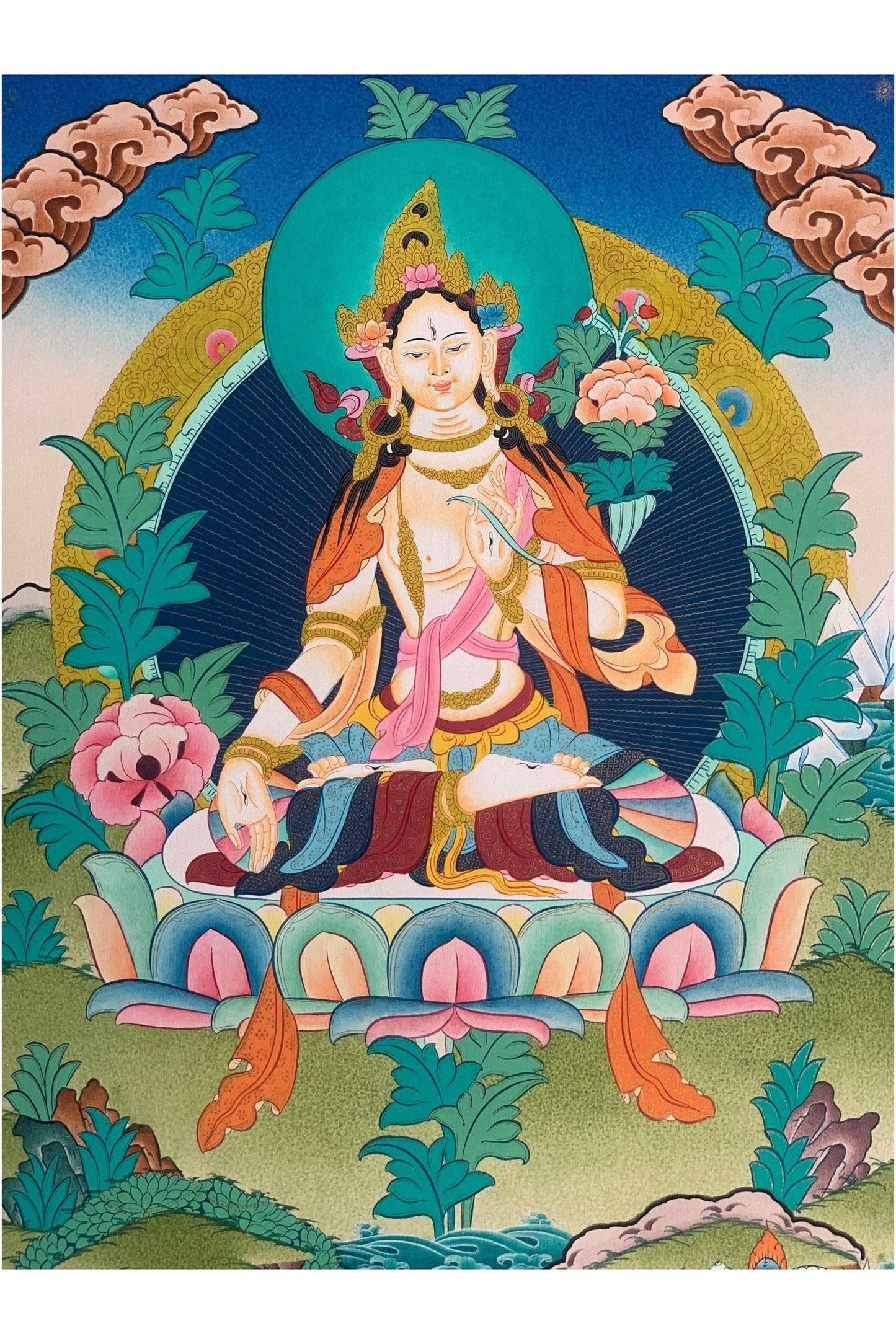 White Tara/ Sitatara/Mother Goddess High - Quality Masterpiece Tibetan Thangka Painting/ Original Art - Tibetan Thangka Art